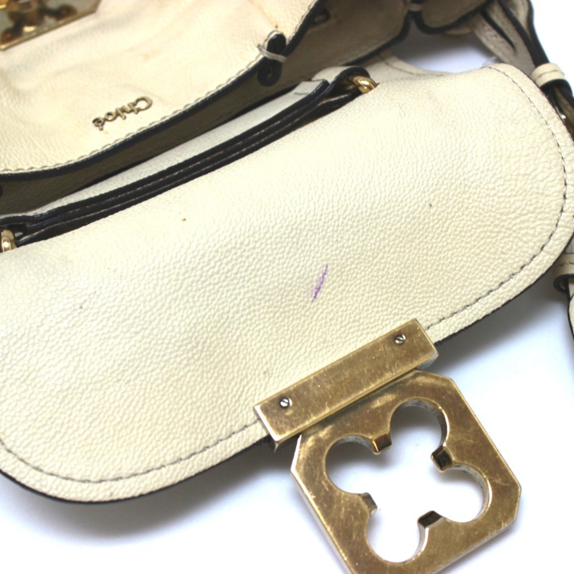 Chloé Elsie Beige Light Beige Leather Handbag Shoulder Bag (Pre-Owned)