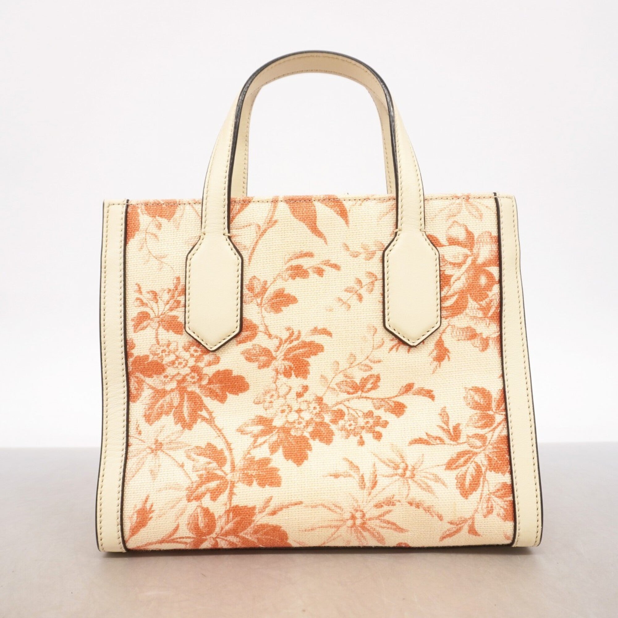 Gucci Ivory Red Color Canvas Handbag (Pre-Owned)