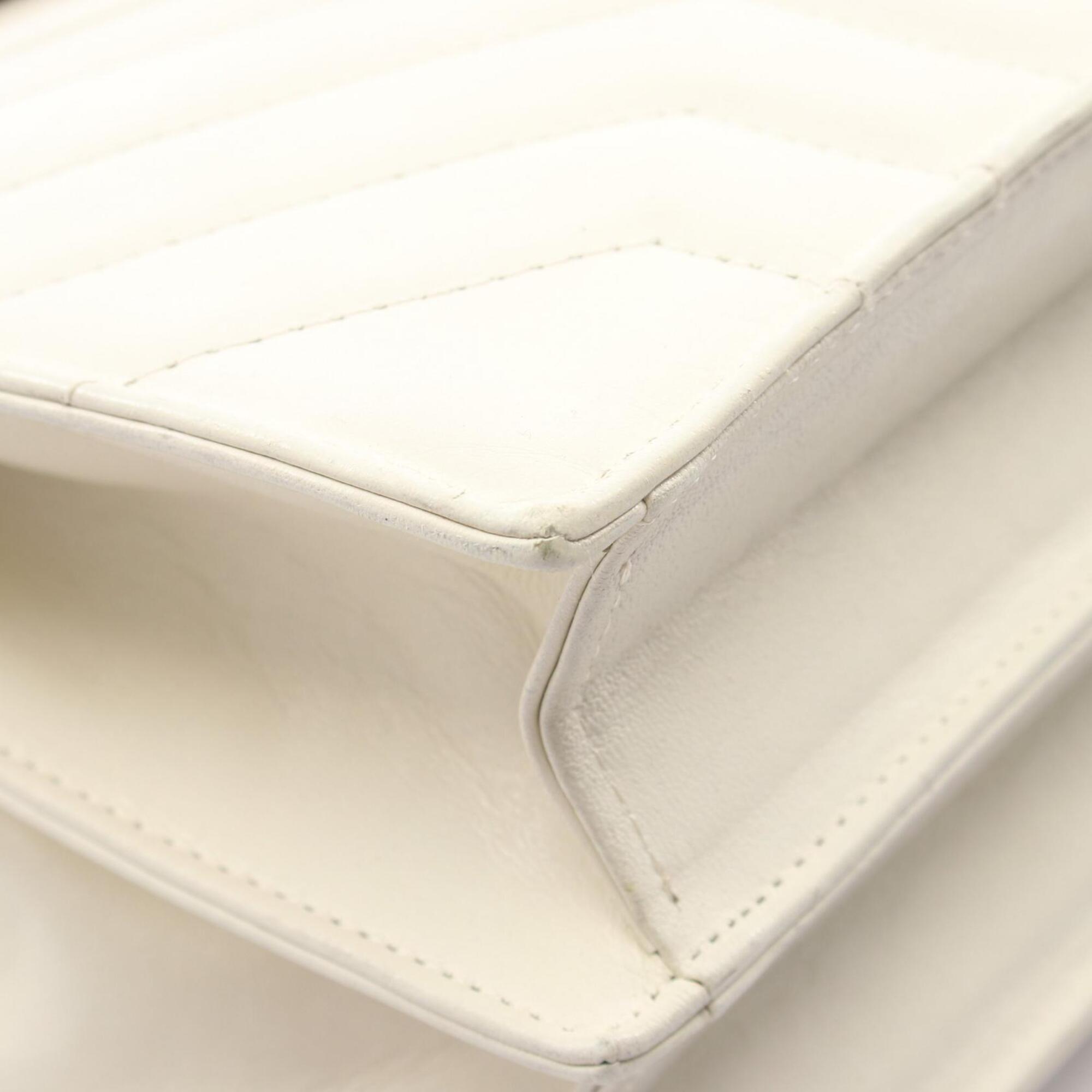 Yves Saint Laurent White Leather Handbag Shoulder Bag (Pre-Owned)
