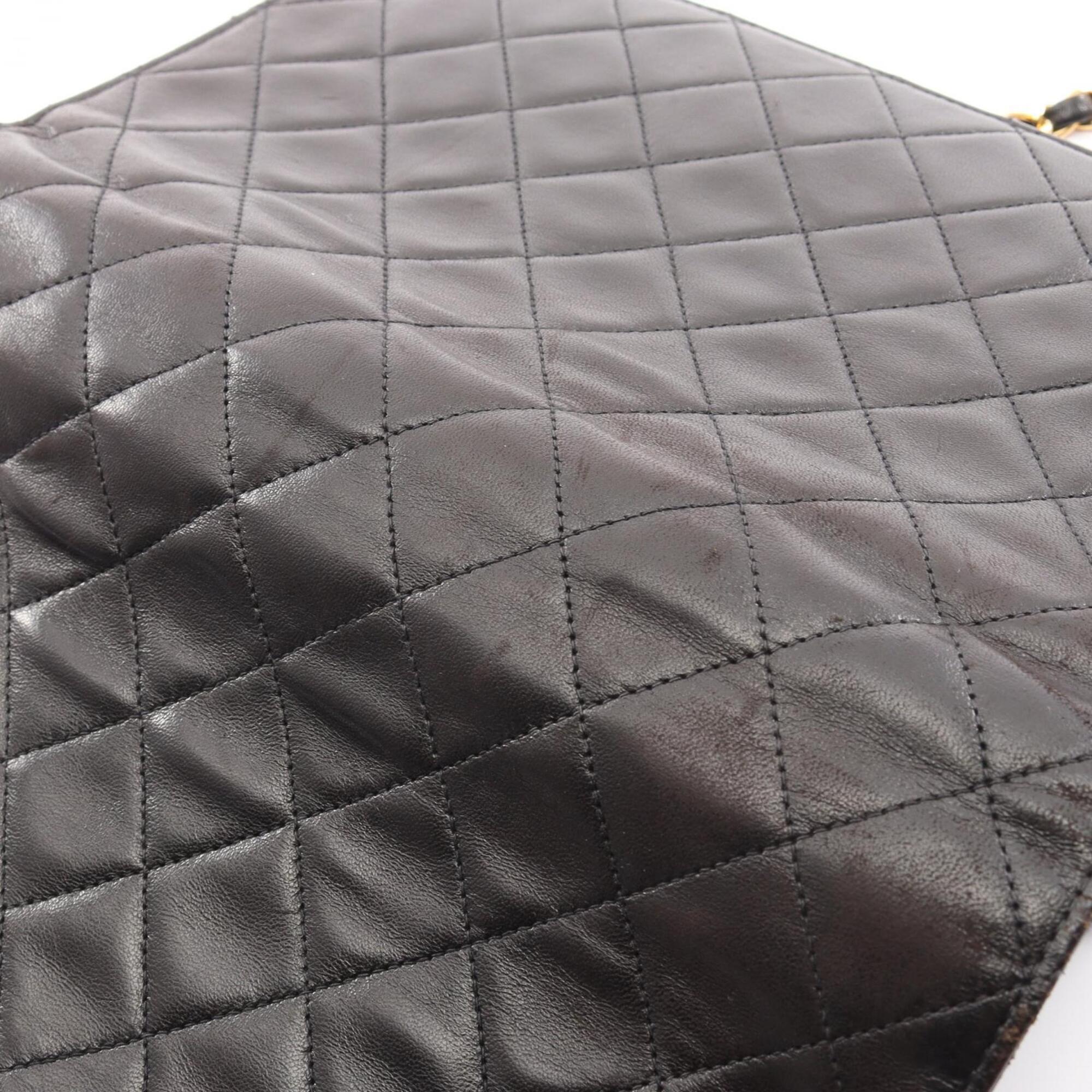 Chanel Black Leather Handbag Shoulder Bag (Pre-Owned)