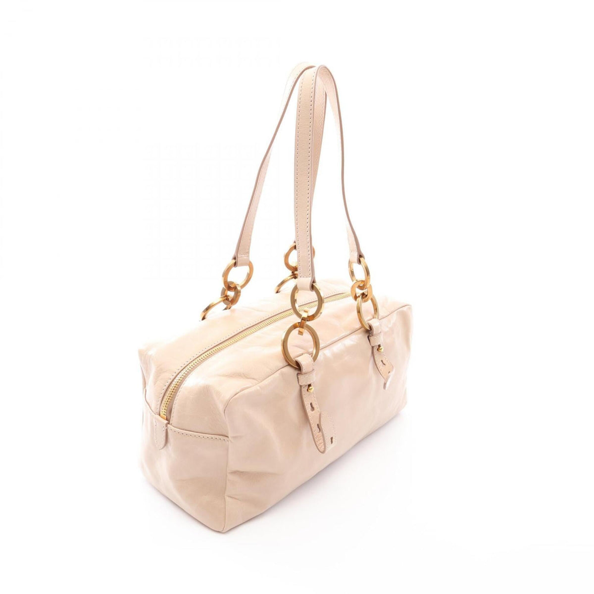 Prada Beige Leather Handbag Shoulder Bag (Pre-Owned)