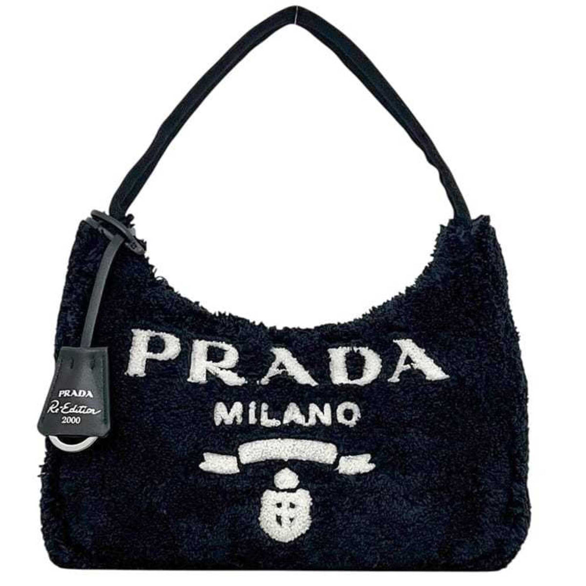 Prada Black Nero Pile Fabric Handbag (Pre-Owned)