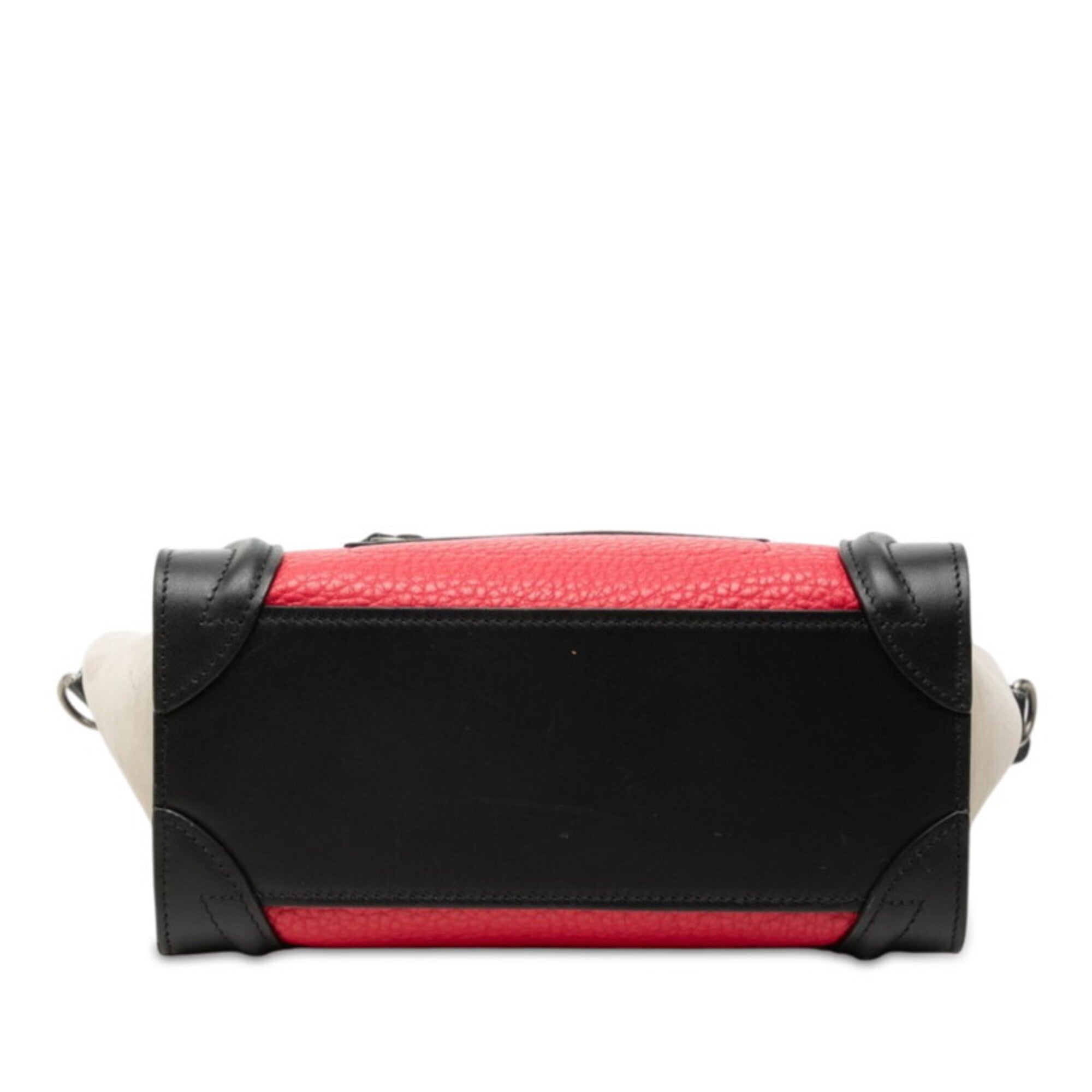 Celine Black Gray Red Color Leather Suede Handbag (Pre-Owned)