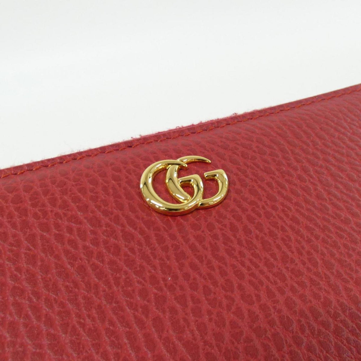 Gucci Red Color Leather Long Wallet (Bi-Fold) (Pre-Owned)
