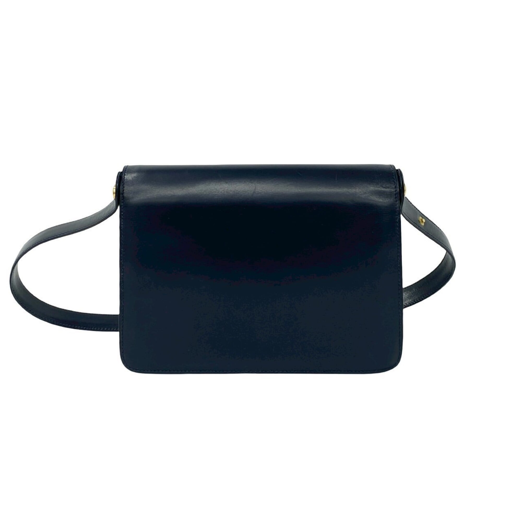 Gucci Navy Red Color Leather Shoulder Bag (Pre-Owned)
