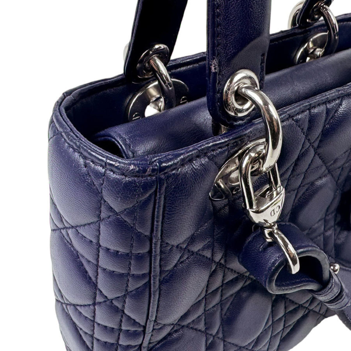 Christian Dior Navy Leather Handbag Shoulder Bag (Pre-Owned)