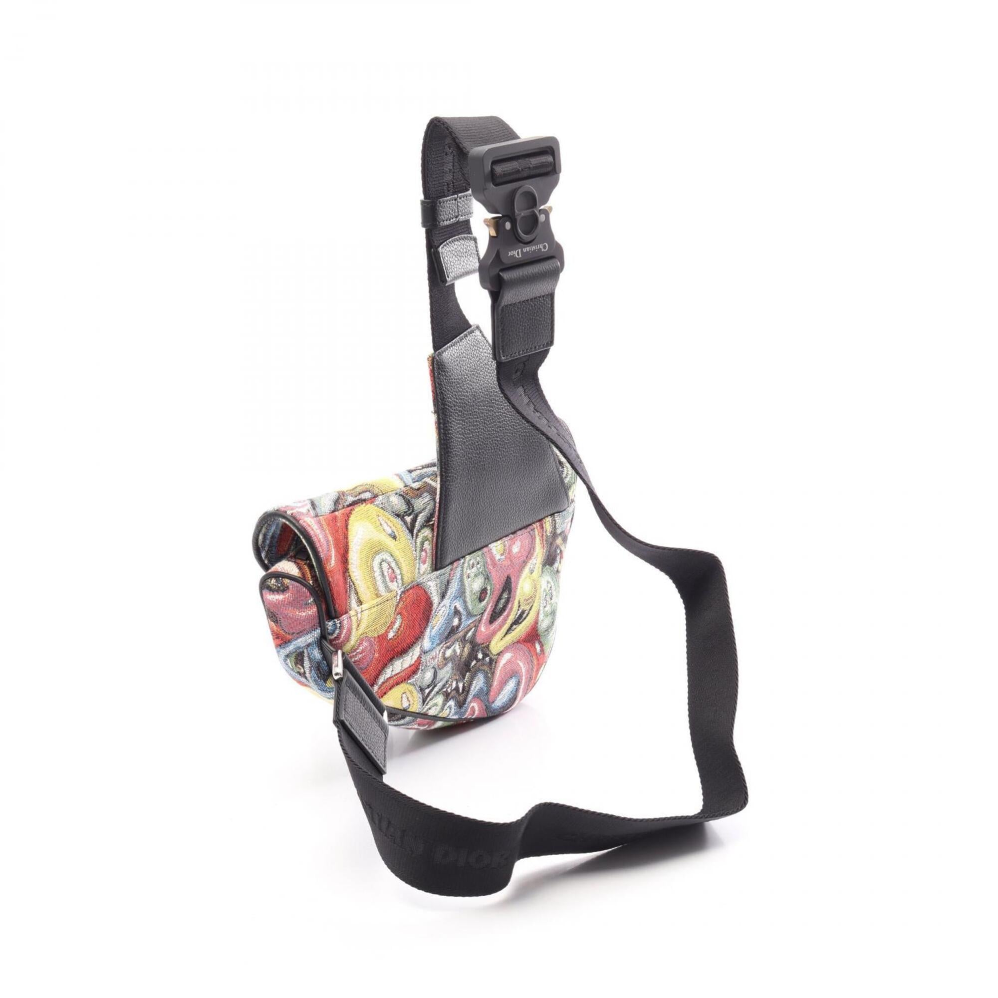 Christian Dior Black Multi-Color Canvas Leather Fanny Pack Sling Bag (Pre-Owned)