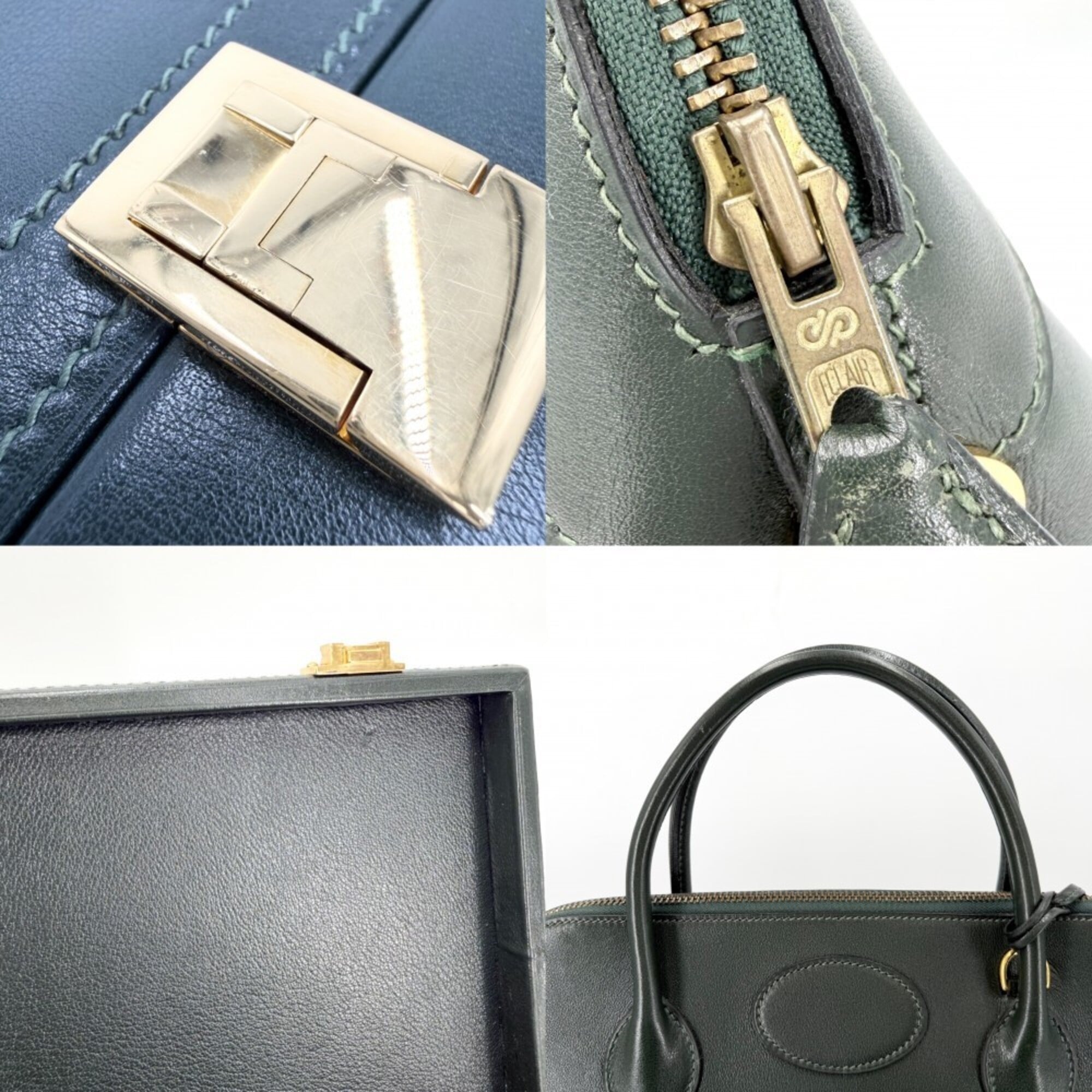 Hermes Green Leather Handbag Shoulder Bag (Pre-Owned)