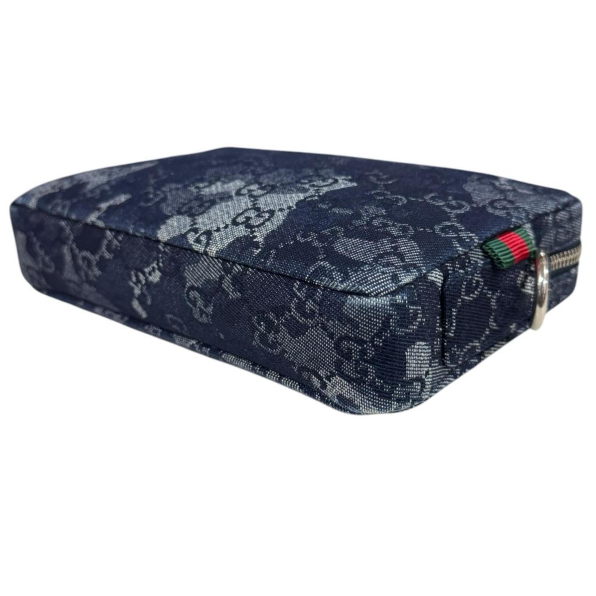Gucci Navy Denim Leather Shoulder Bag (Pre-Owned)