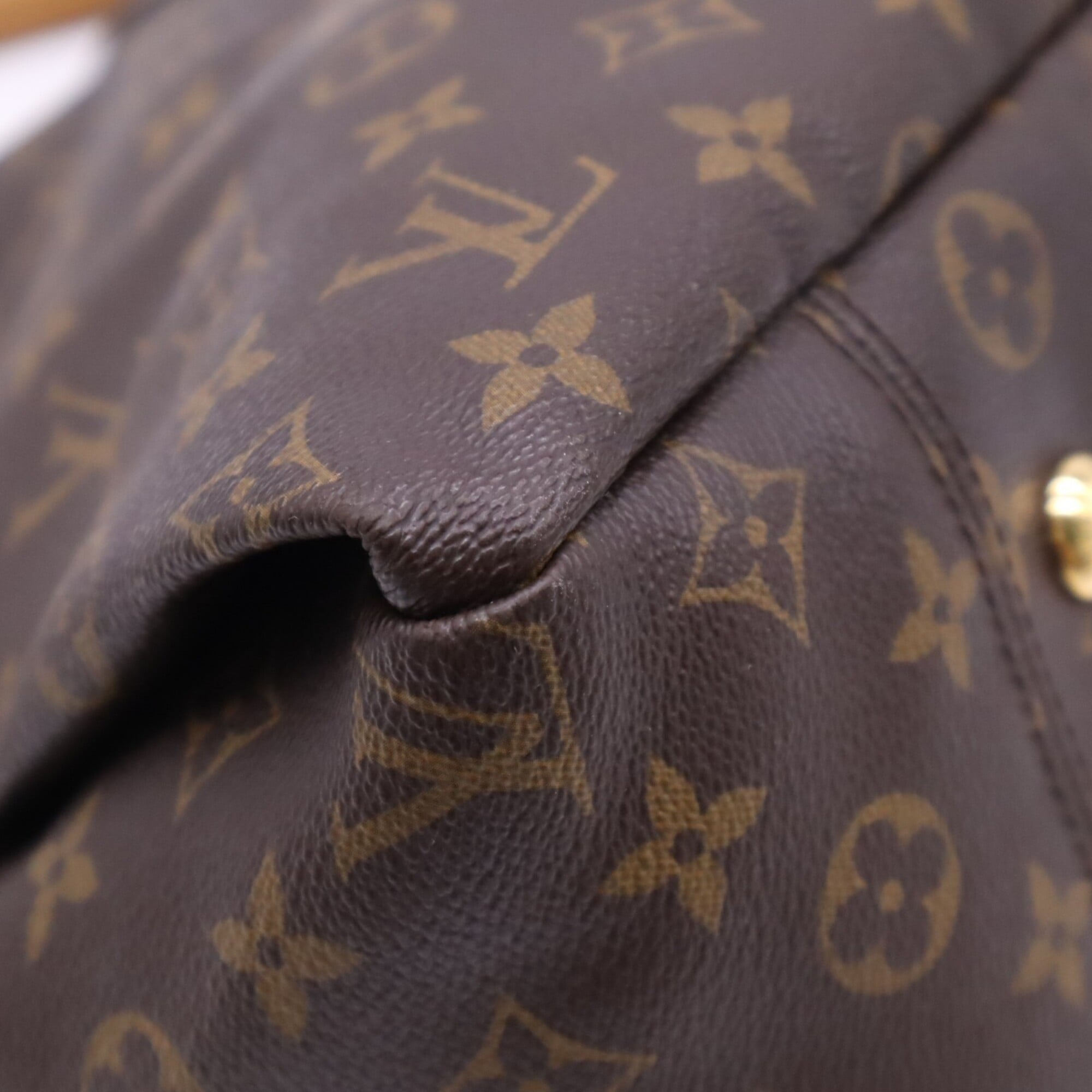 Louis Vuitton Beige Brown Coated Canvas Leather Handbag (Pre-Owned)