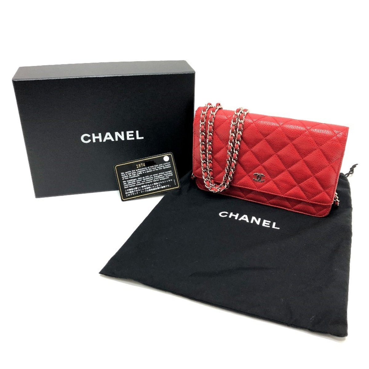 Chanel Red Color Caviar Leather Shoulder Bag (Pre-Owned)