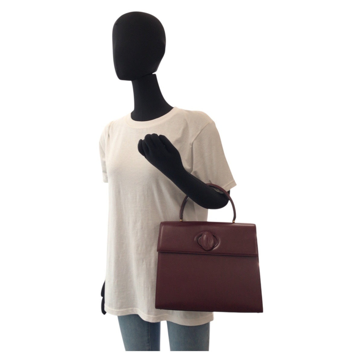 Cartier Bordeaux Leather Handbag (Pre-Owned)