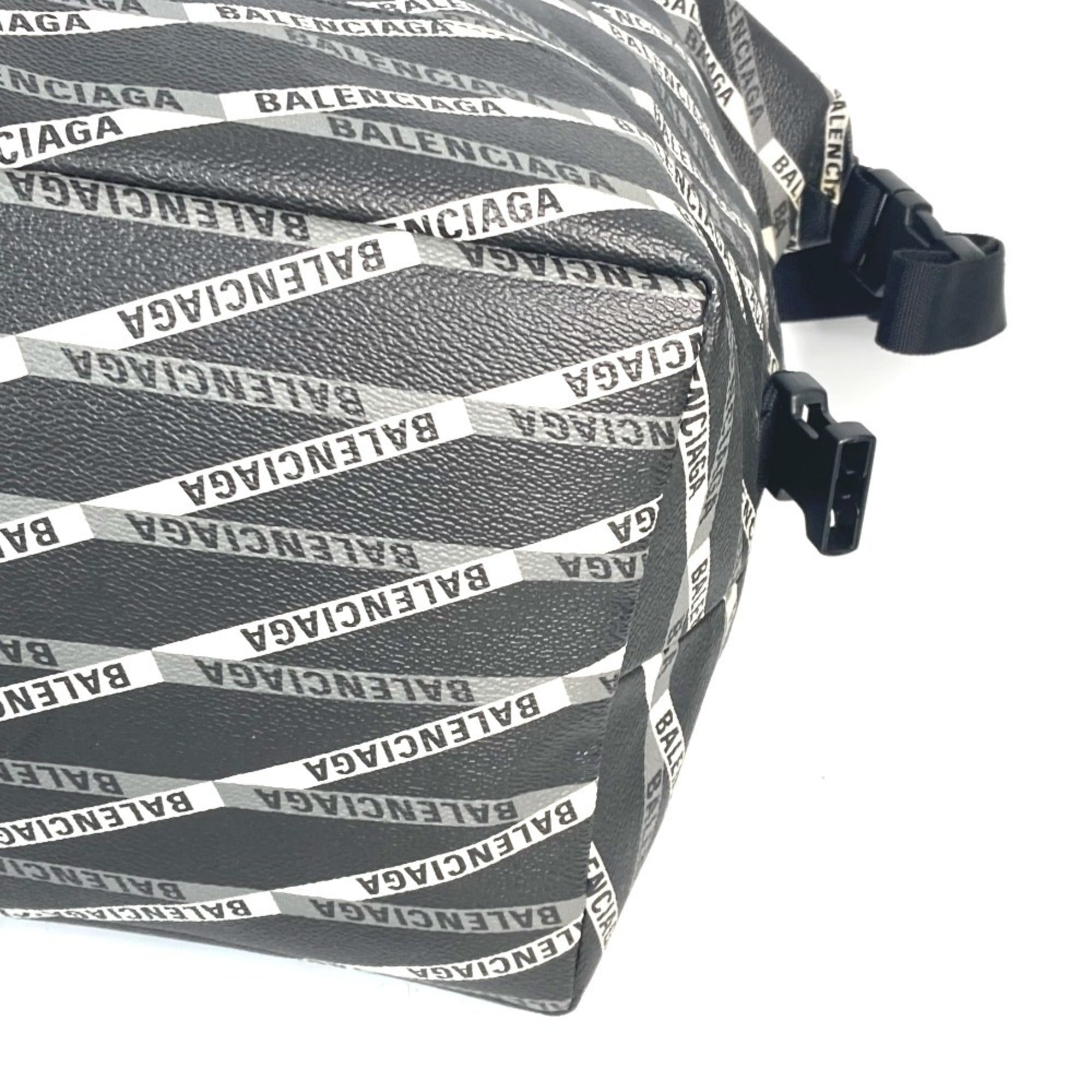 Balenciaga Black Gray Leather Pvc Boston Bag Shoulder Bag (Pre-Owned)