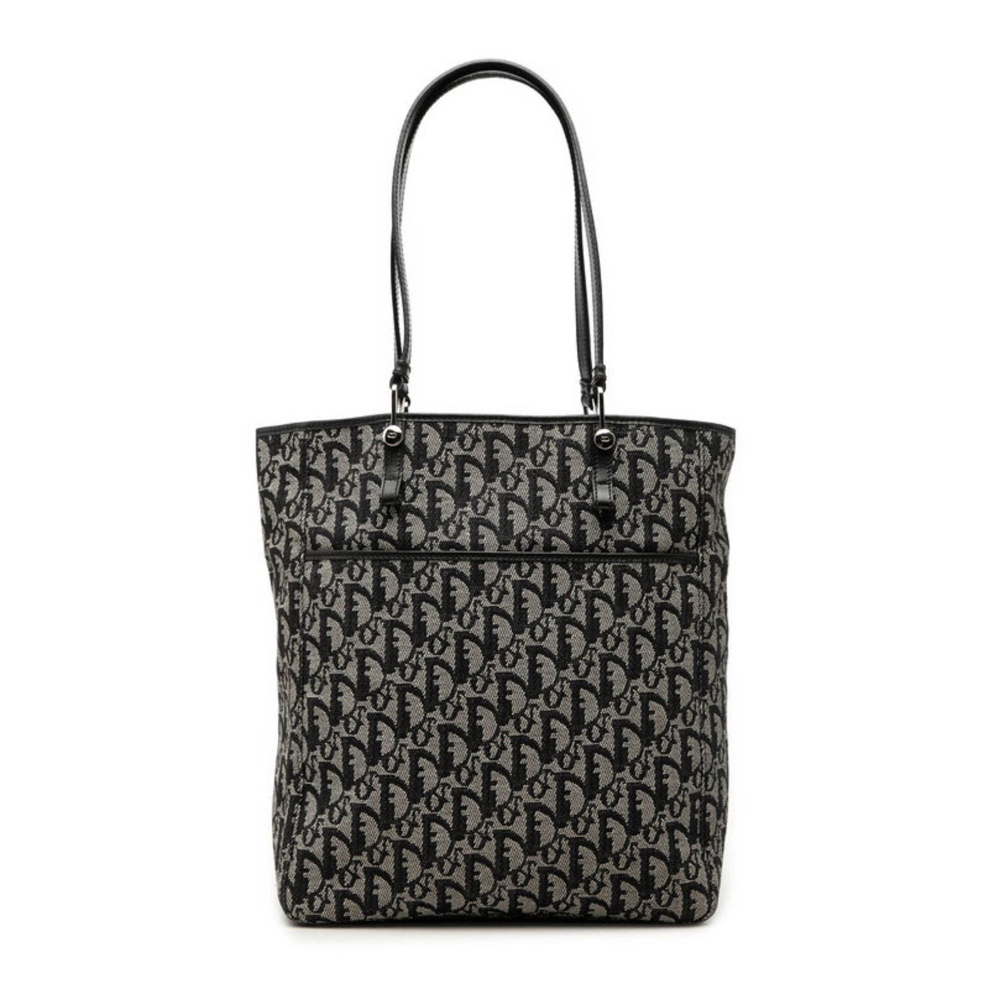 Christian Dior Navy Canvas Leather Handbag Tote Bag (Pre-Owned)
