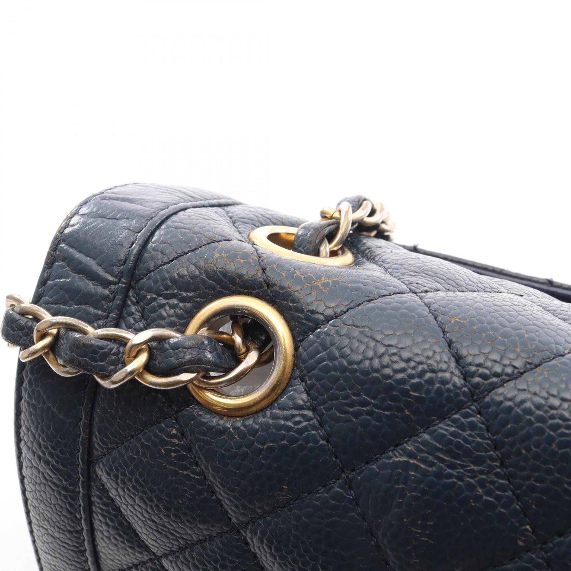 Chanel Navy Grained Calfskin Handbag Shoulder Bag (Pre-Owned)