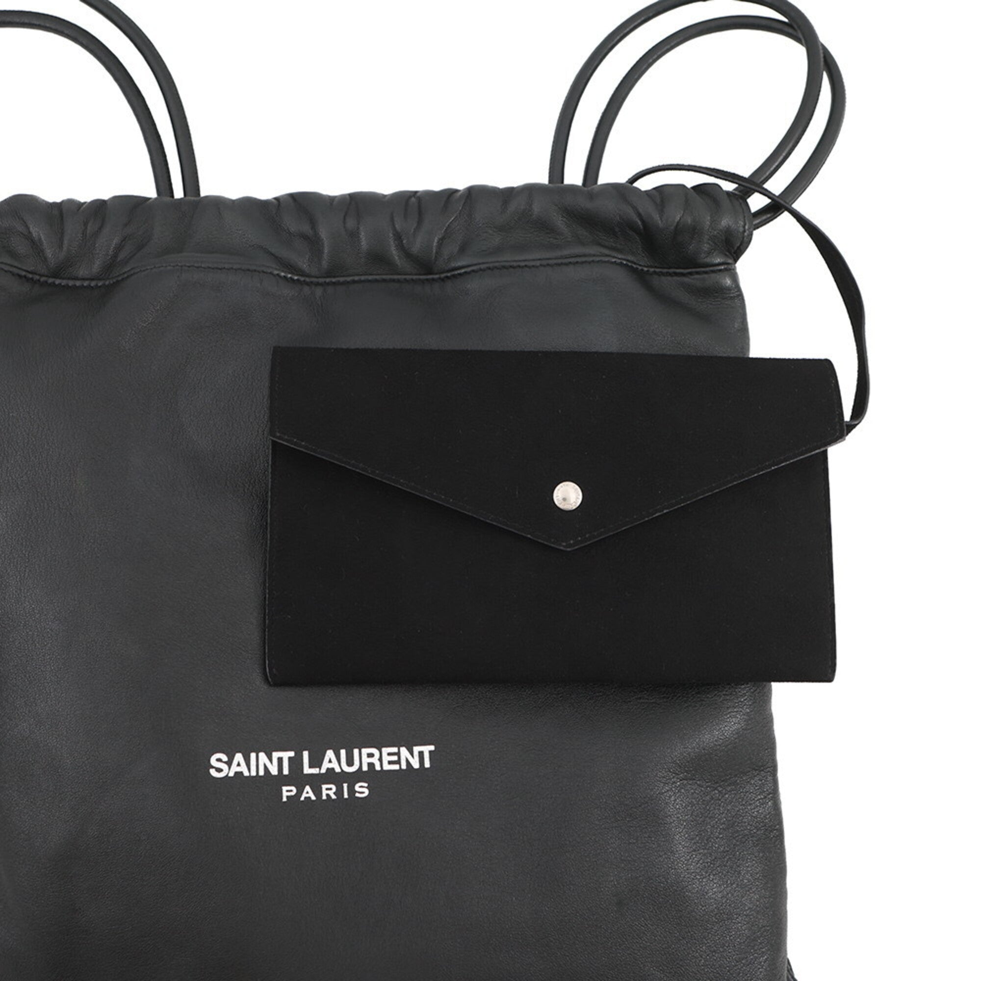 Yves Saint Laurent Black Leather Backpack Handbag Pouch (Pre-Owned)
