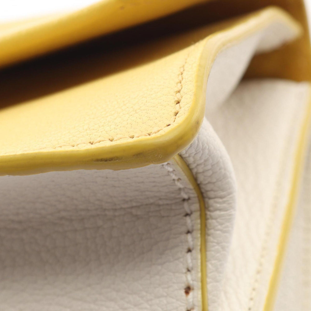 Miu Miu White Yellow Leather Handbag Shoulder Bag (Pre-Owned)