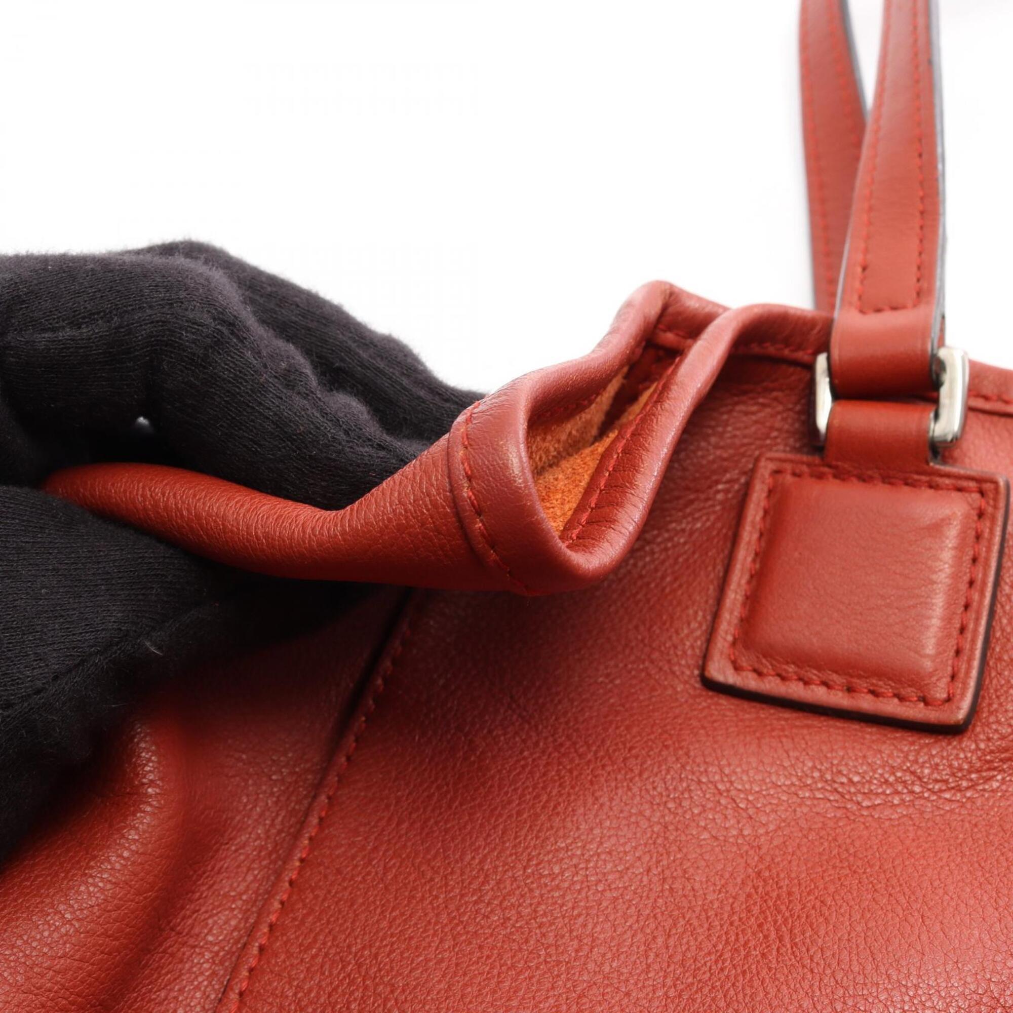 Loewe Bordeaux Leather Handbag Tote Bag (Pre-Owned)