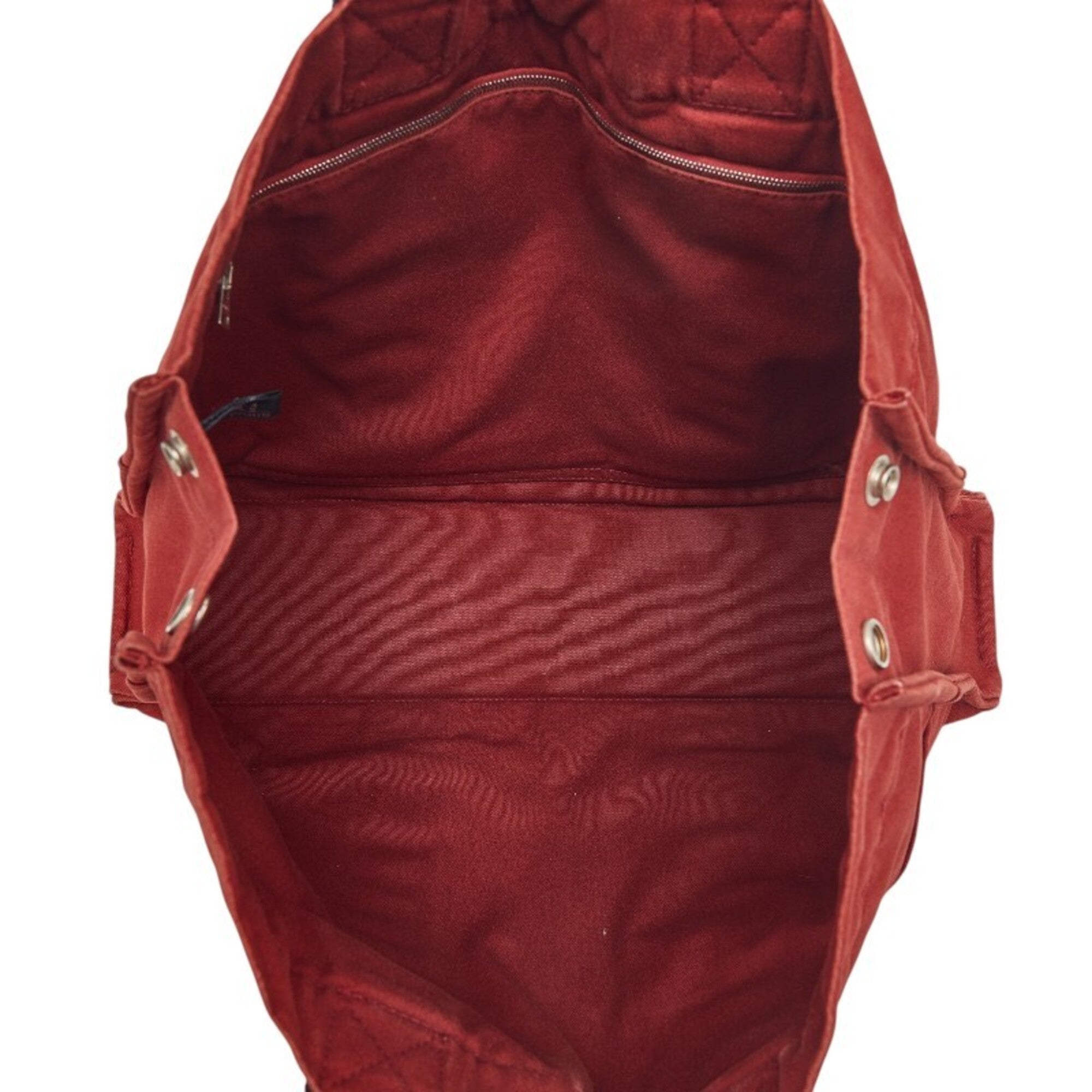Hermes Red Color Canvas Handbag Tote Bag (Pre-Owned)