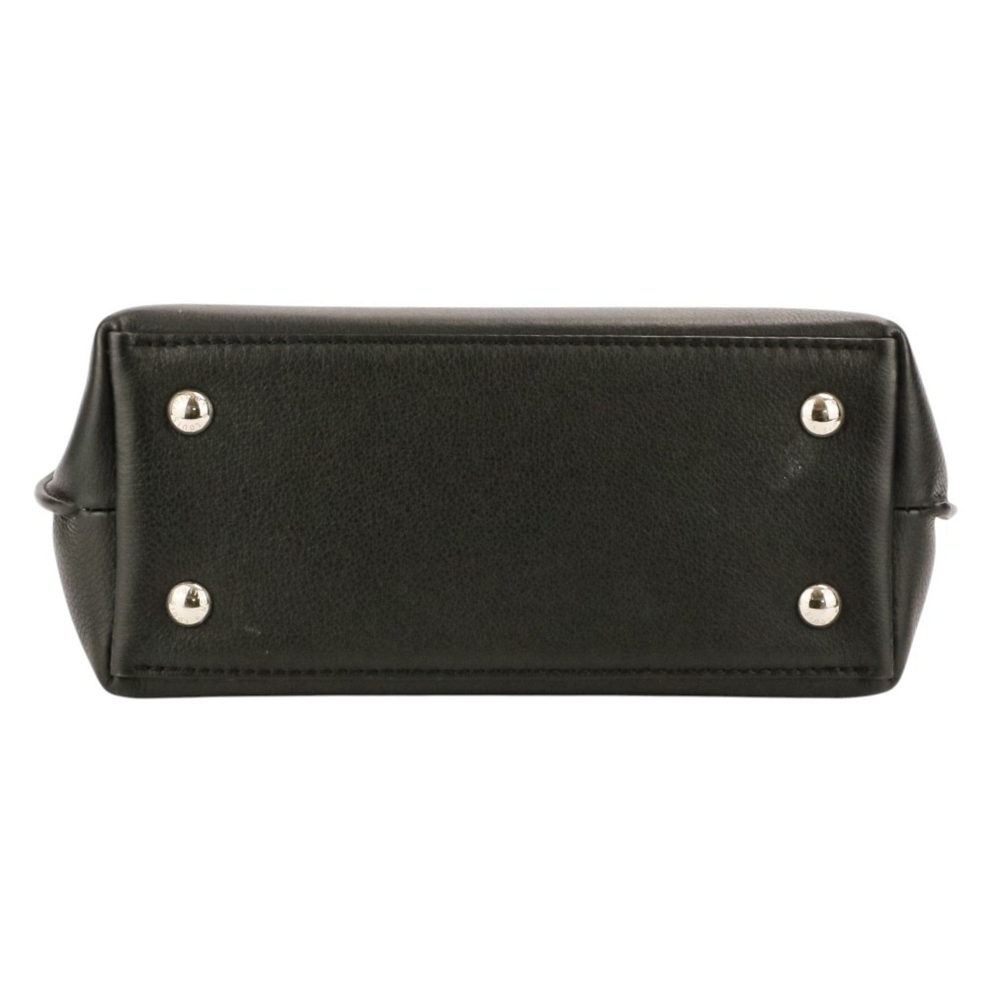 Louis Vuitton Black Leather Handbag Shoulder Bag (Pre-Owned)
