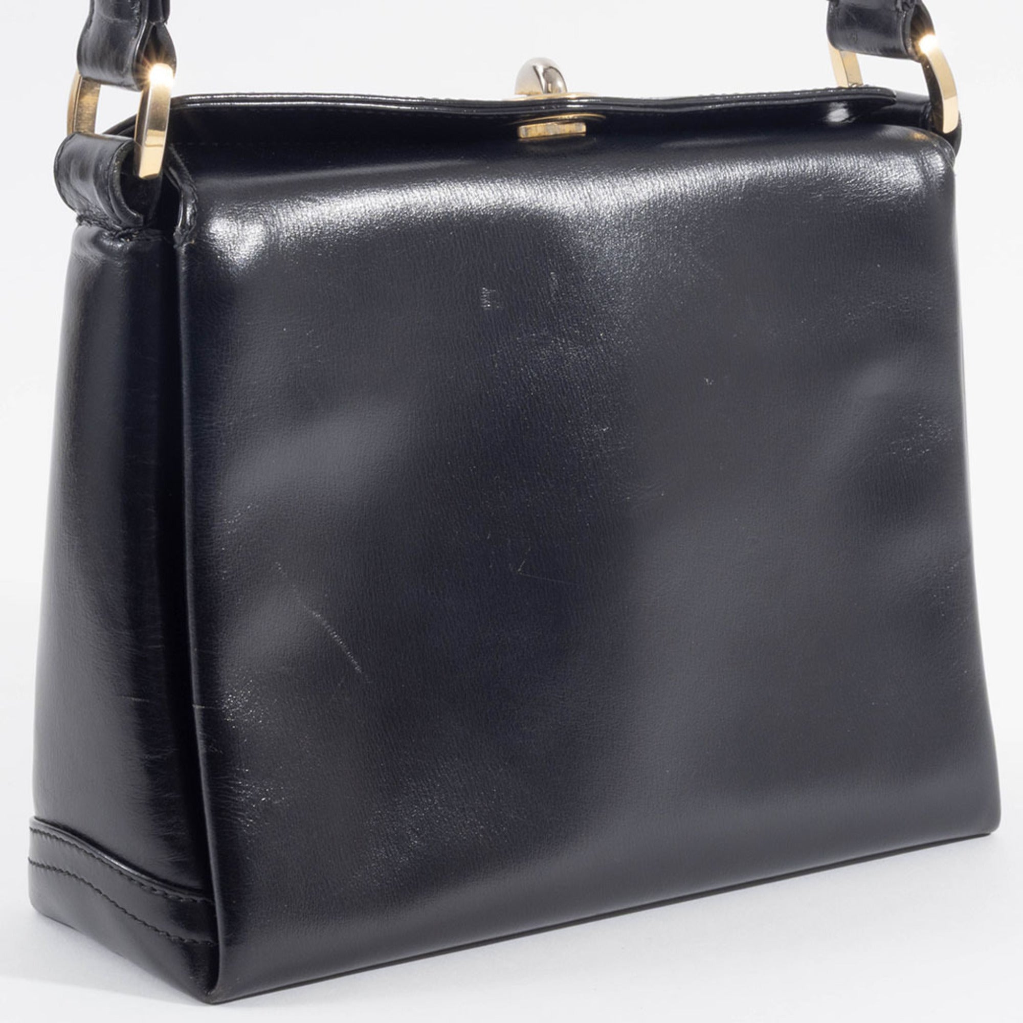 Gucci Black Leather Handbag Shoulder Bag (Pre-Owned)