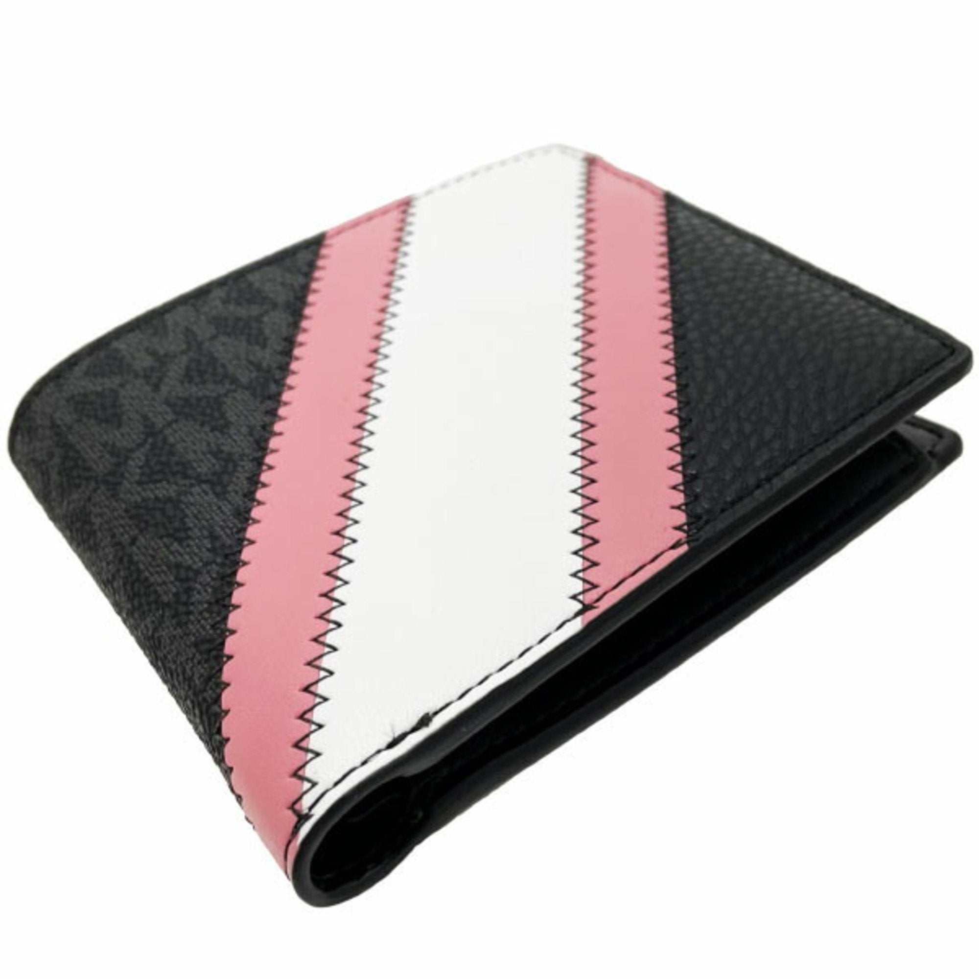 Michael Kors Black Pink White Pvc Leather Wallet (Bi-Fold) (Pre-Owned)