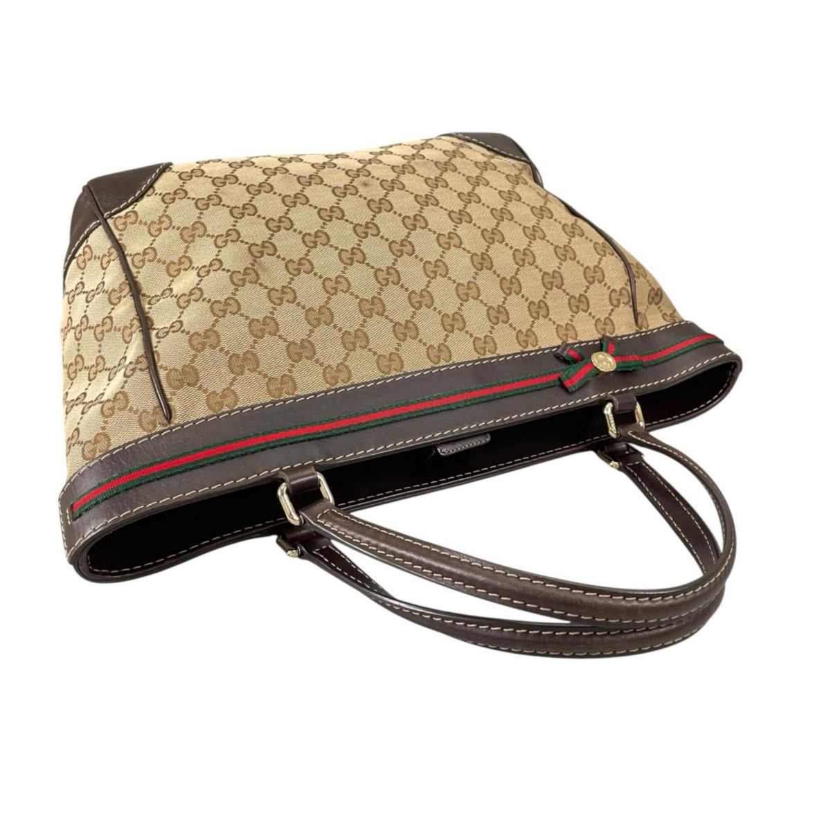 Gucci Gg Canvas Beige Gg Canvas Handbag Tote Bag (Pre-Owned)
