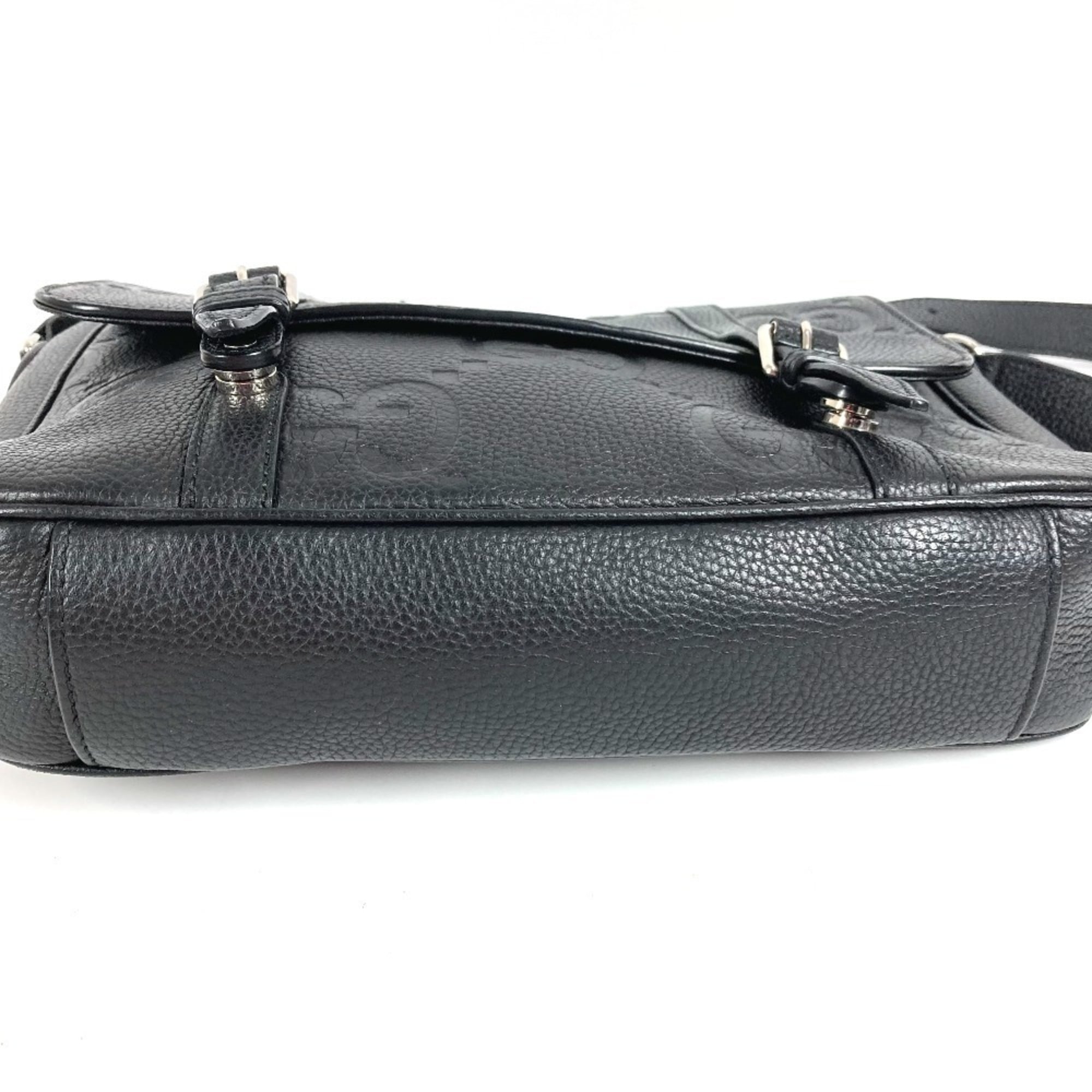Gucci Black Leather Messenger Bag Shoulder Bag (Pre-Owned)