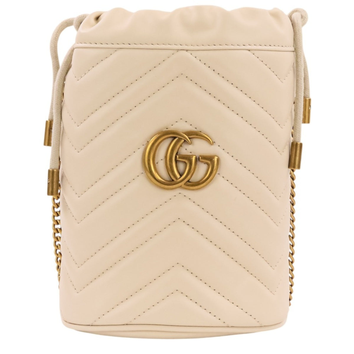 Gucci Gg Marmont Ivory Leather Shoulder Bag (Pre-Owned)
