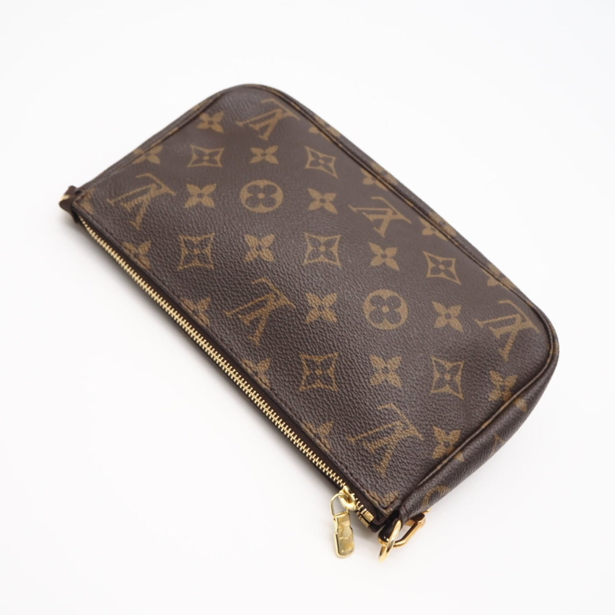Louis Vuitton Monogram Beige Brown Coated Canvas Leather Handbag Pochette (Pre-Owned)