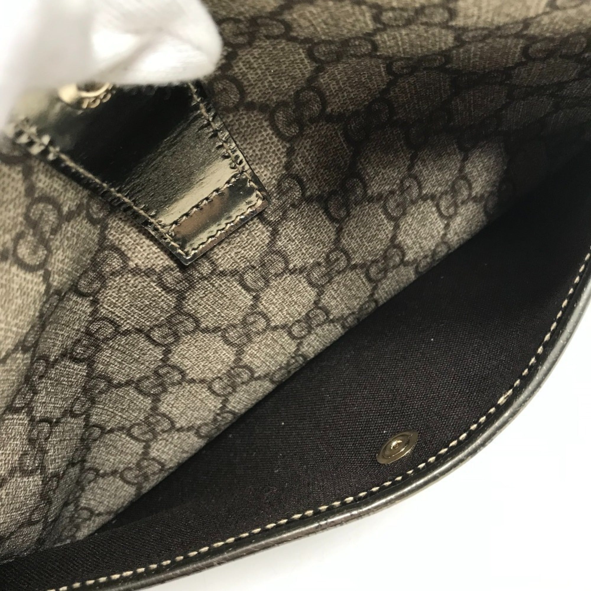 Gucci Beige Metallic Gg Supreme Leather Handbag Shoulder Bag (Pre-Owned)