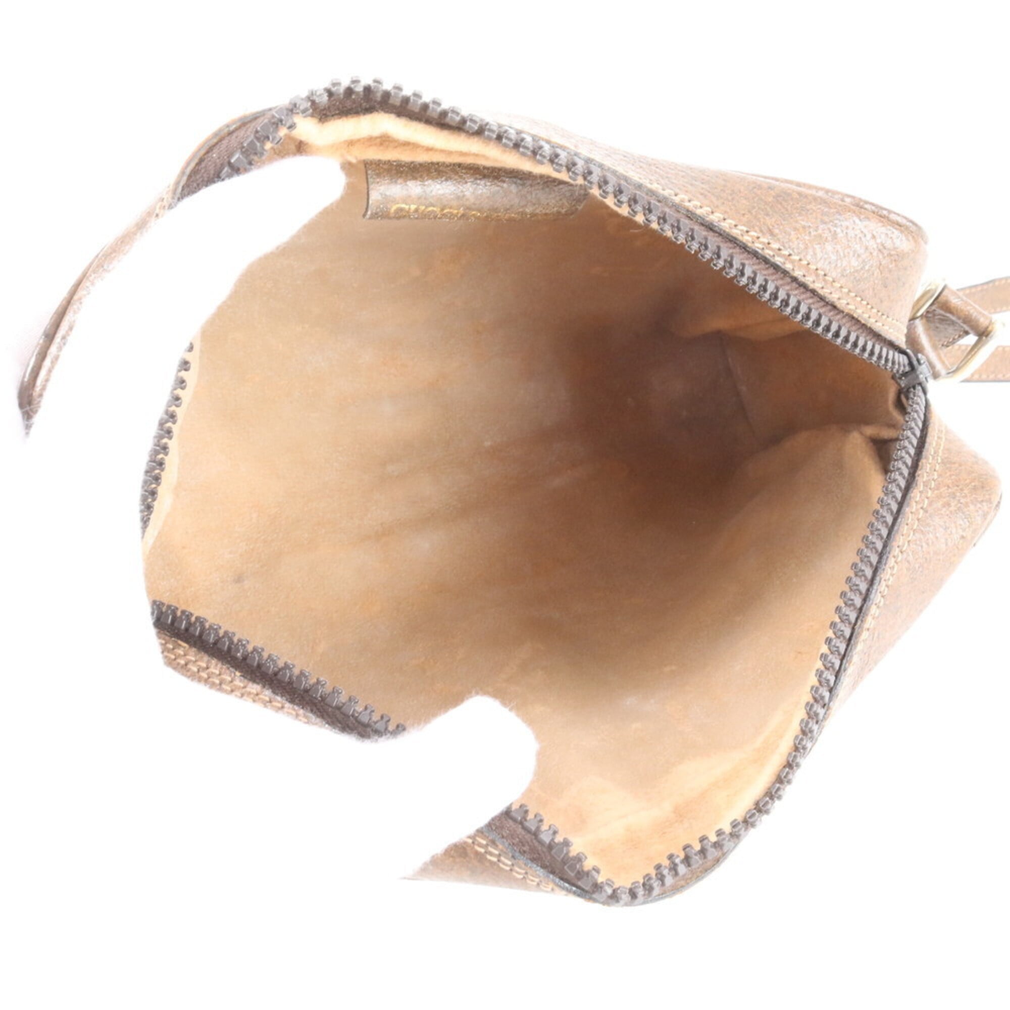 Gucci Beige Leather Coated Canvas Shoulder Bag (Pre-Owned)