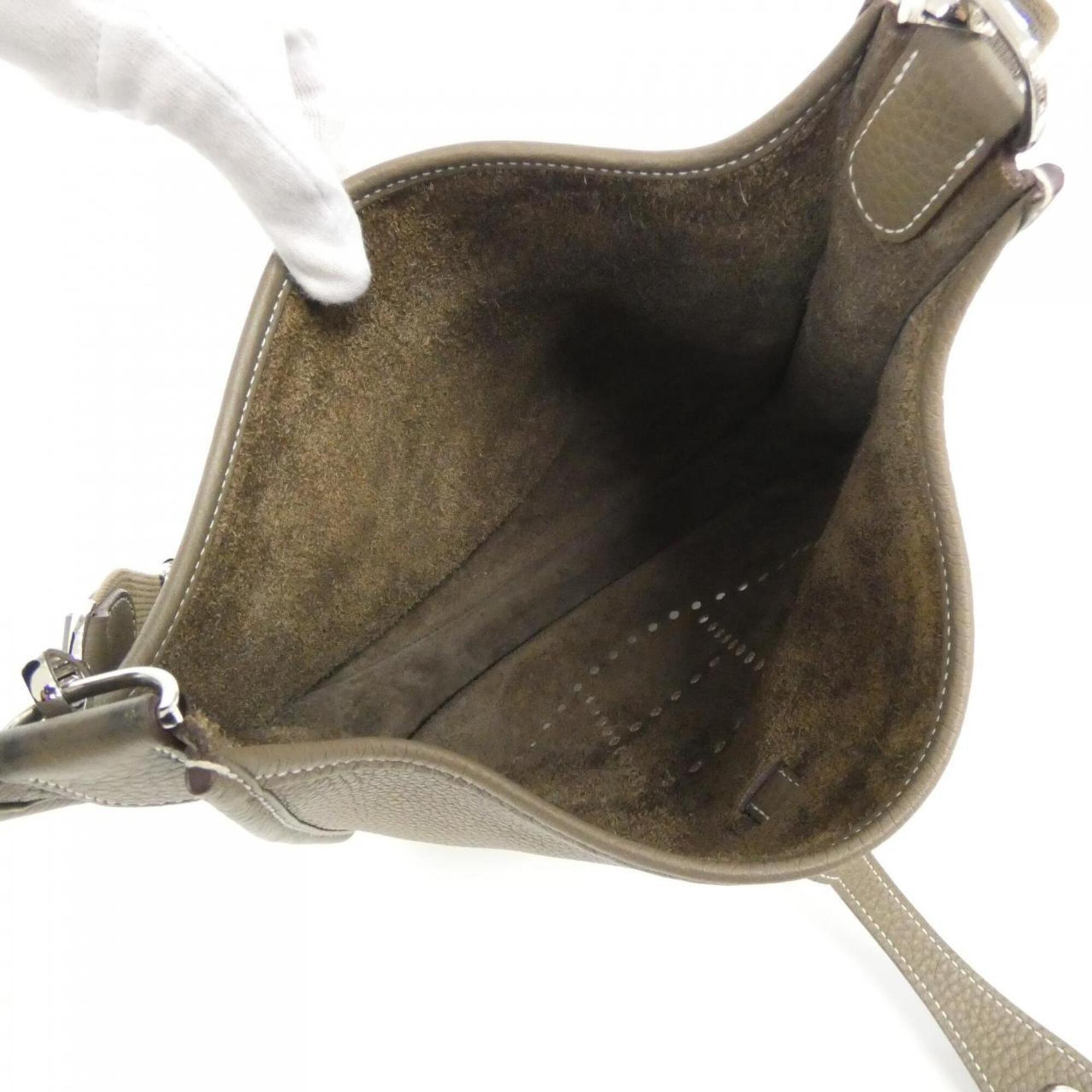 Hermes Etoupe Gray Taurillon Clemence Leather Shoulder Bag (Pre-Owned)