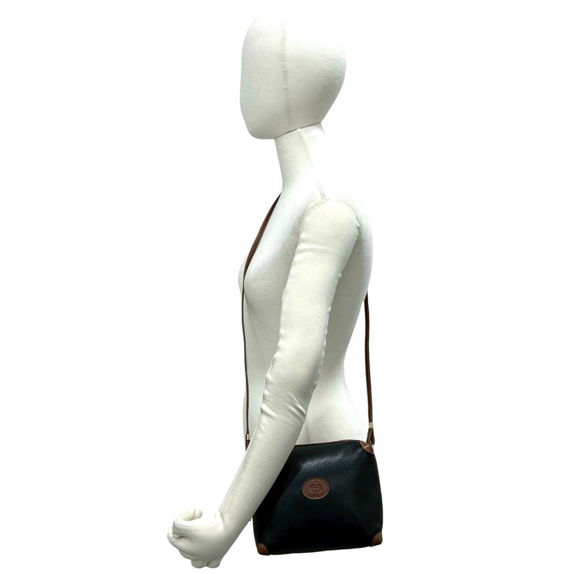 Gucci Black Brown Leather Pochette Shoulder Bag (Pre-Owned)