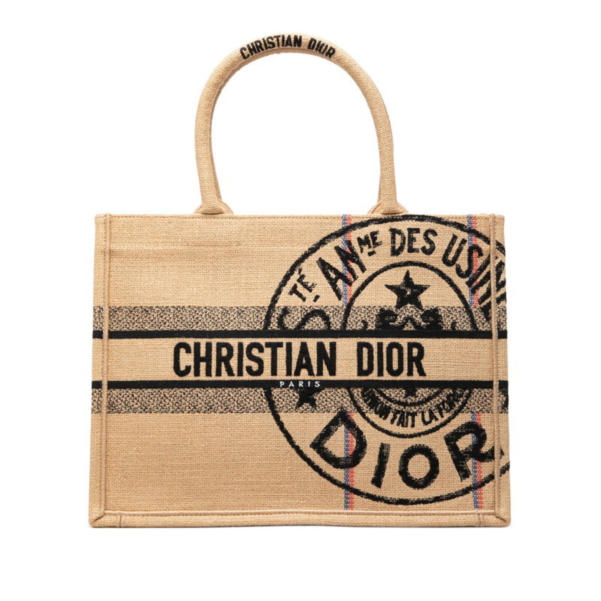 Christian Dior Beige Black Canvas Handbag Tote Bag (Pre-Owned)