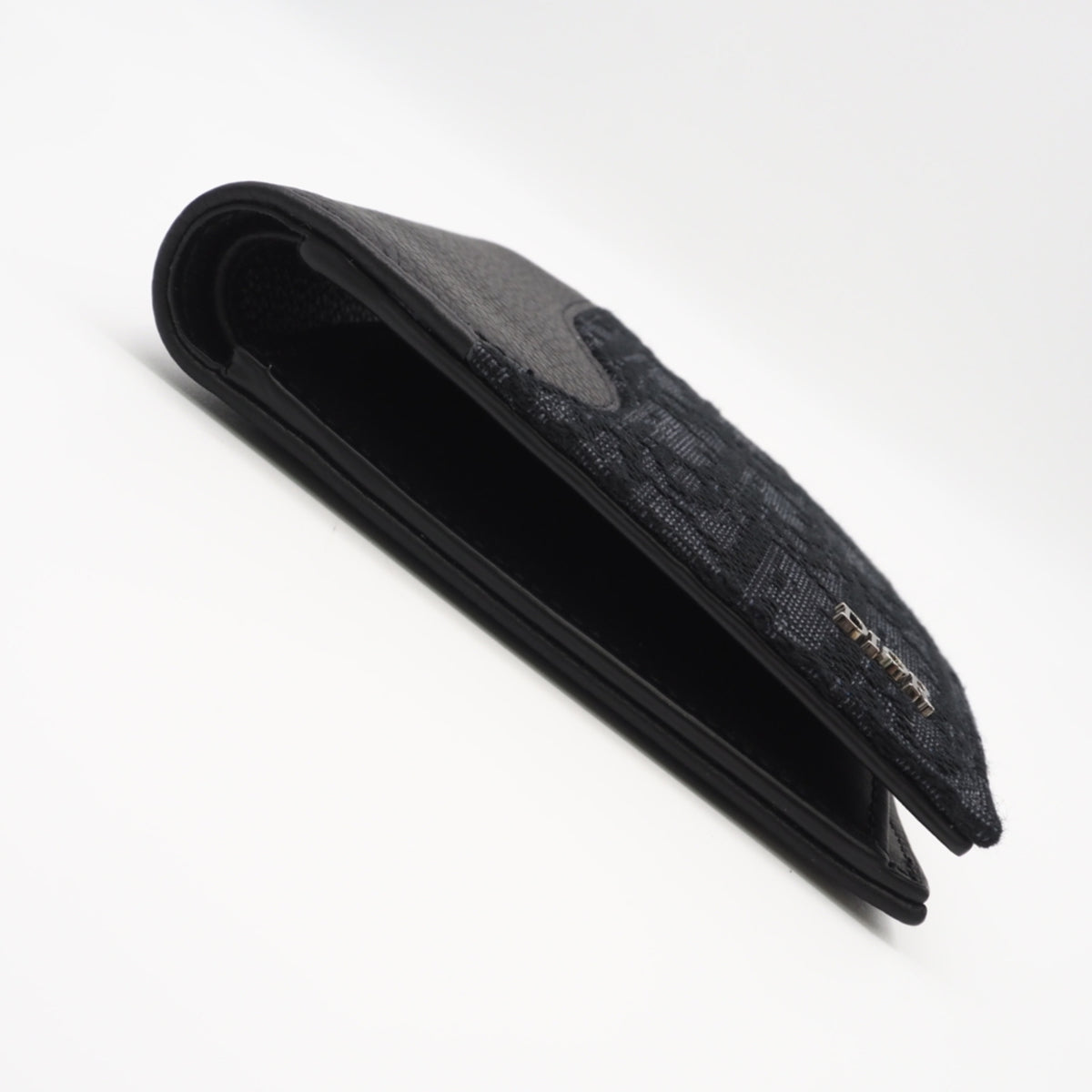 Christian Dior Navy Black Canvas Leather Wallet (Bi-Fold) (Pre-Owned)