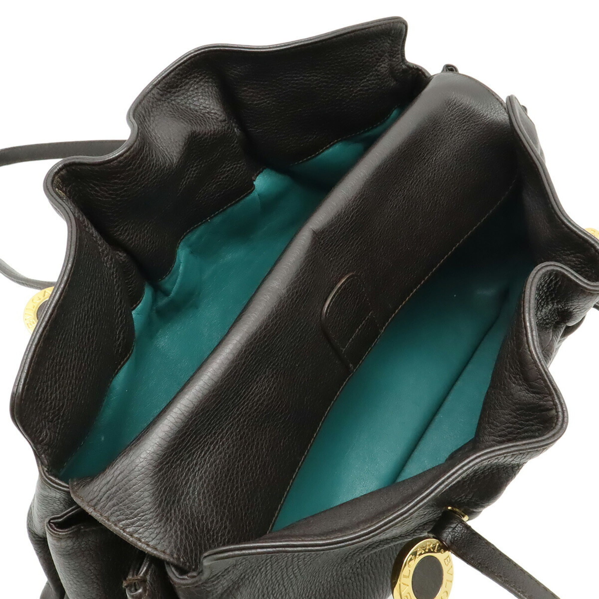 Bvlgari Dark Brown Leather Shoulder Bag Tote Bag (Pre-Owned)