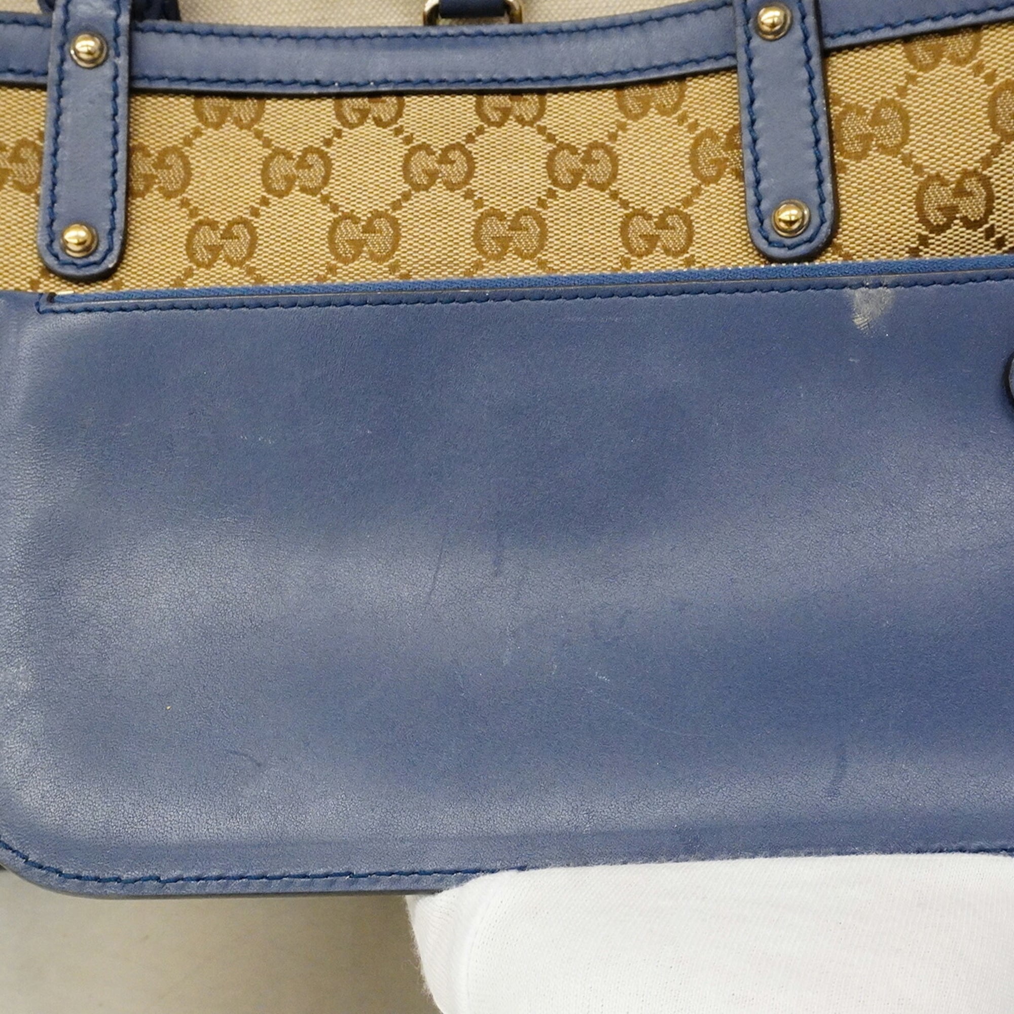 Gucci Beige Blue Canvas Tote Bag (Pre-Owned)