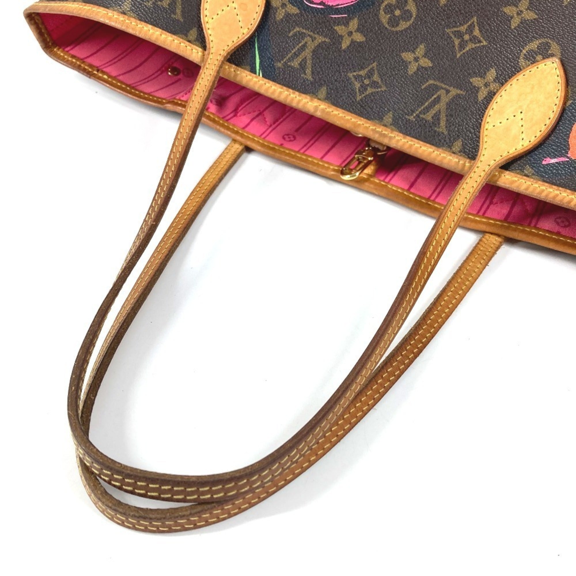 Louis Vuitton Brown Pink Canvas Shoulder Bag Tote Bag (Pre-Owned)