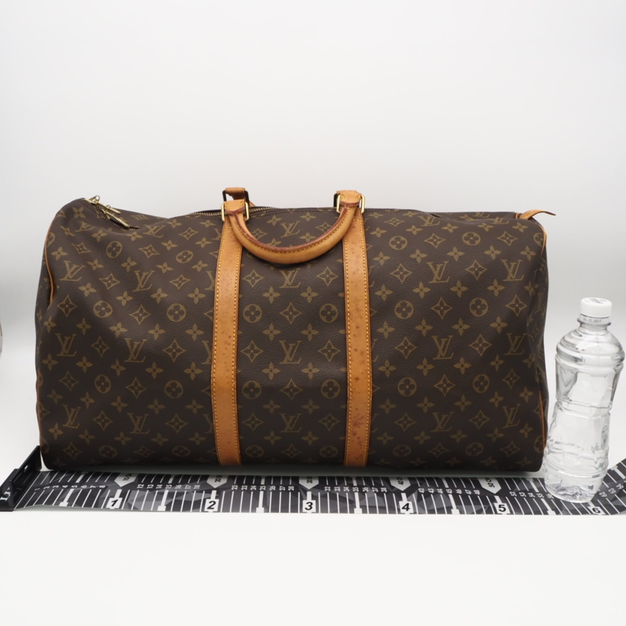 Louis Vuitton Monogram Beige Brown Coated Canvas Leather Boston Bag (Pre-Owned)