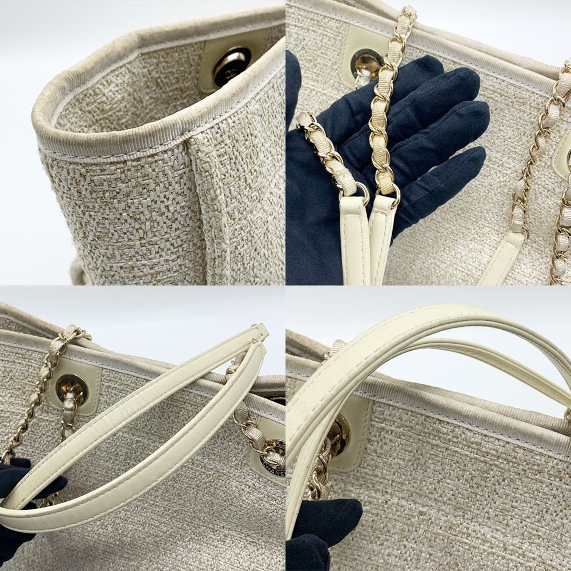 Chanel Beige Tweed Tote Bag (Pre-Owned)