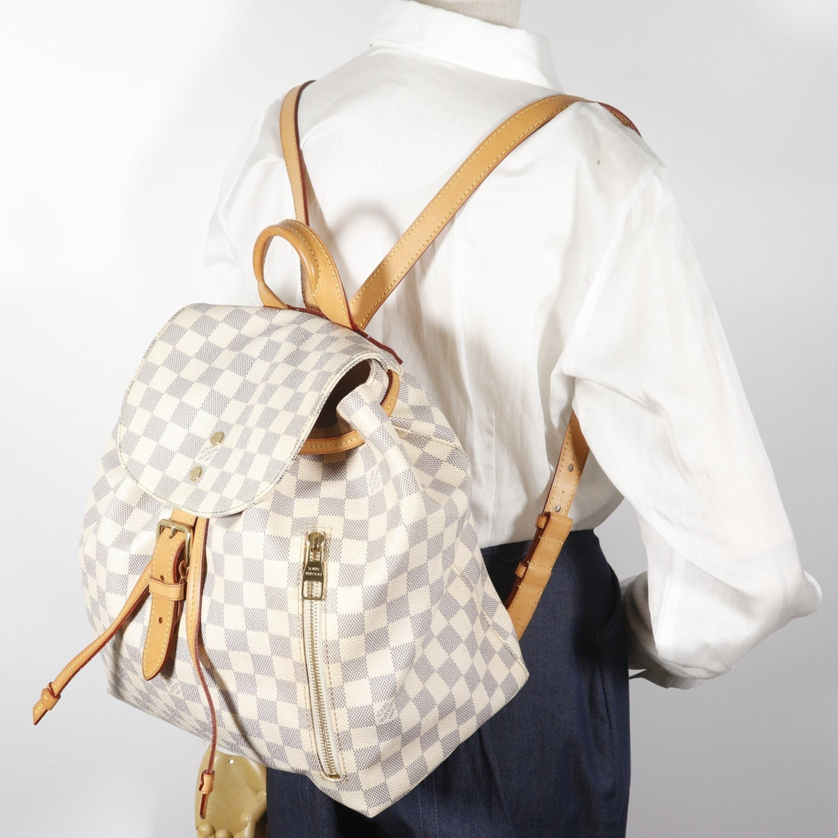 Louis Vuitton White Damier Azur Backpack (Pre-Owned)