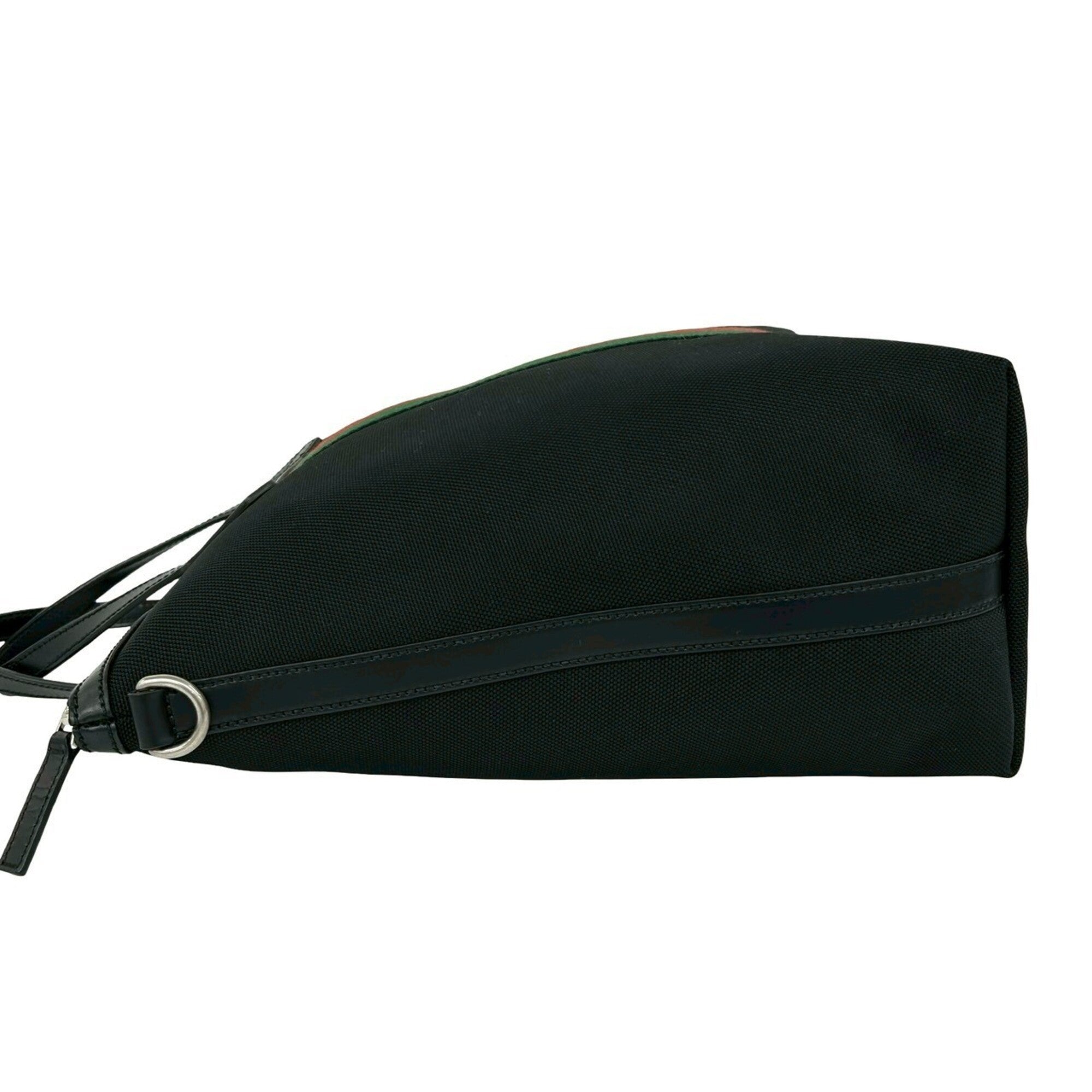 Gucci Black Green Red Color Canvas Leather Handbag Shoulder Bag (Pre-Owned)