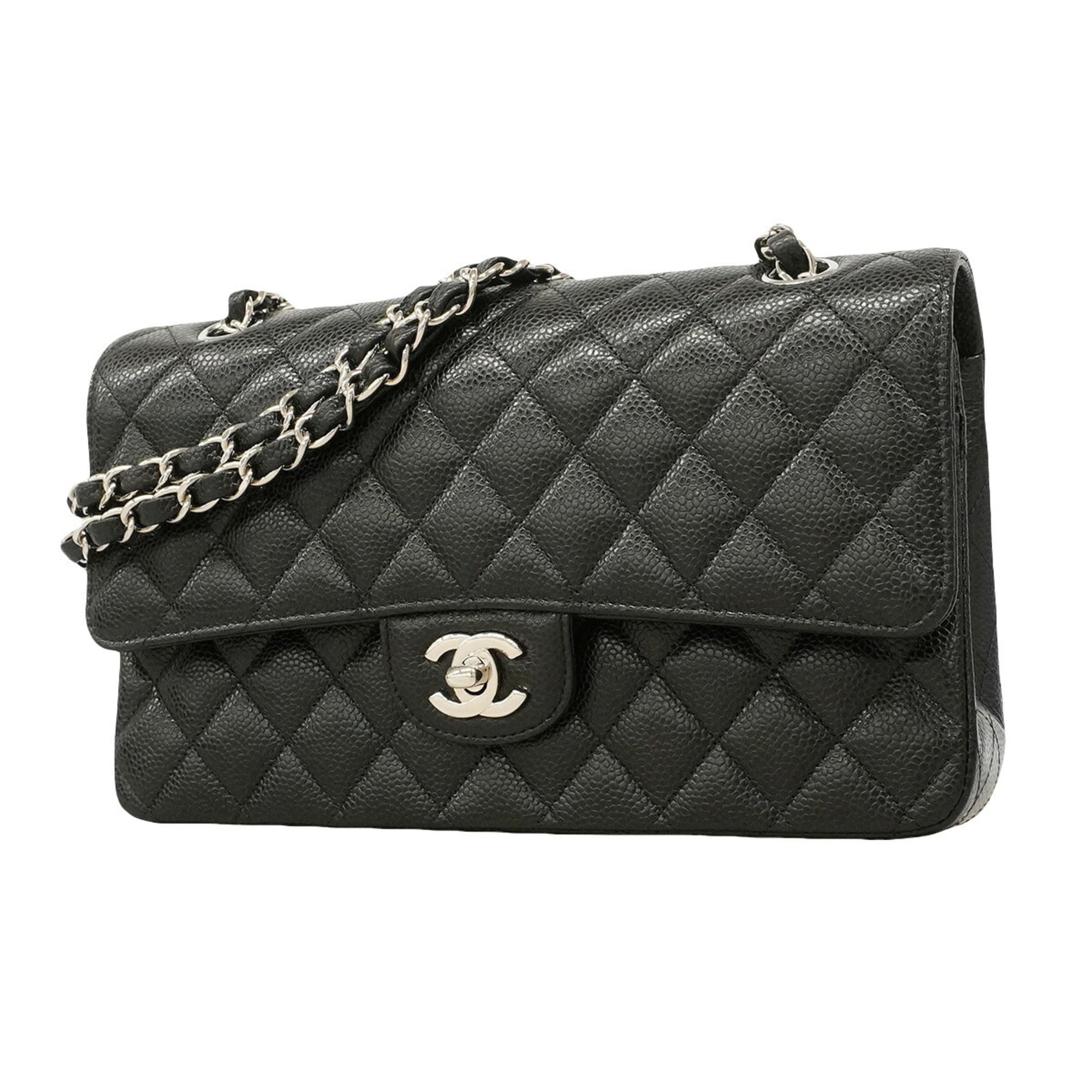 Chanel Black Grained Calfskin Shoulder Bag (Pre-Owned)