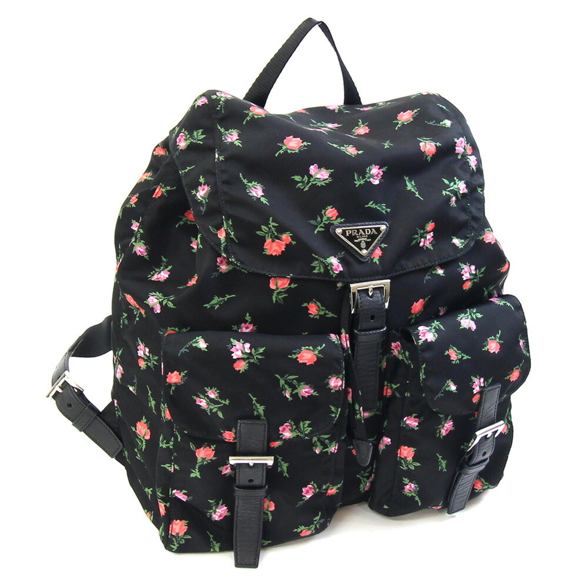 Prada Black Pink White Nylon Backpack (Pre-Owned)