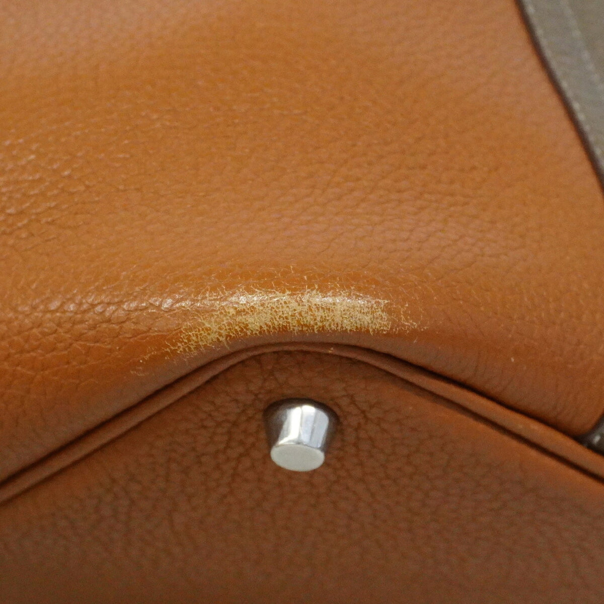 Hermes Etoupe Gray Gold Taurillon Clemence Leather Handbag (Pre-Owned)