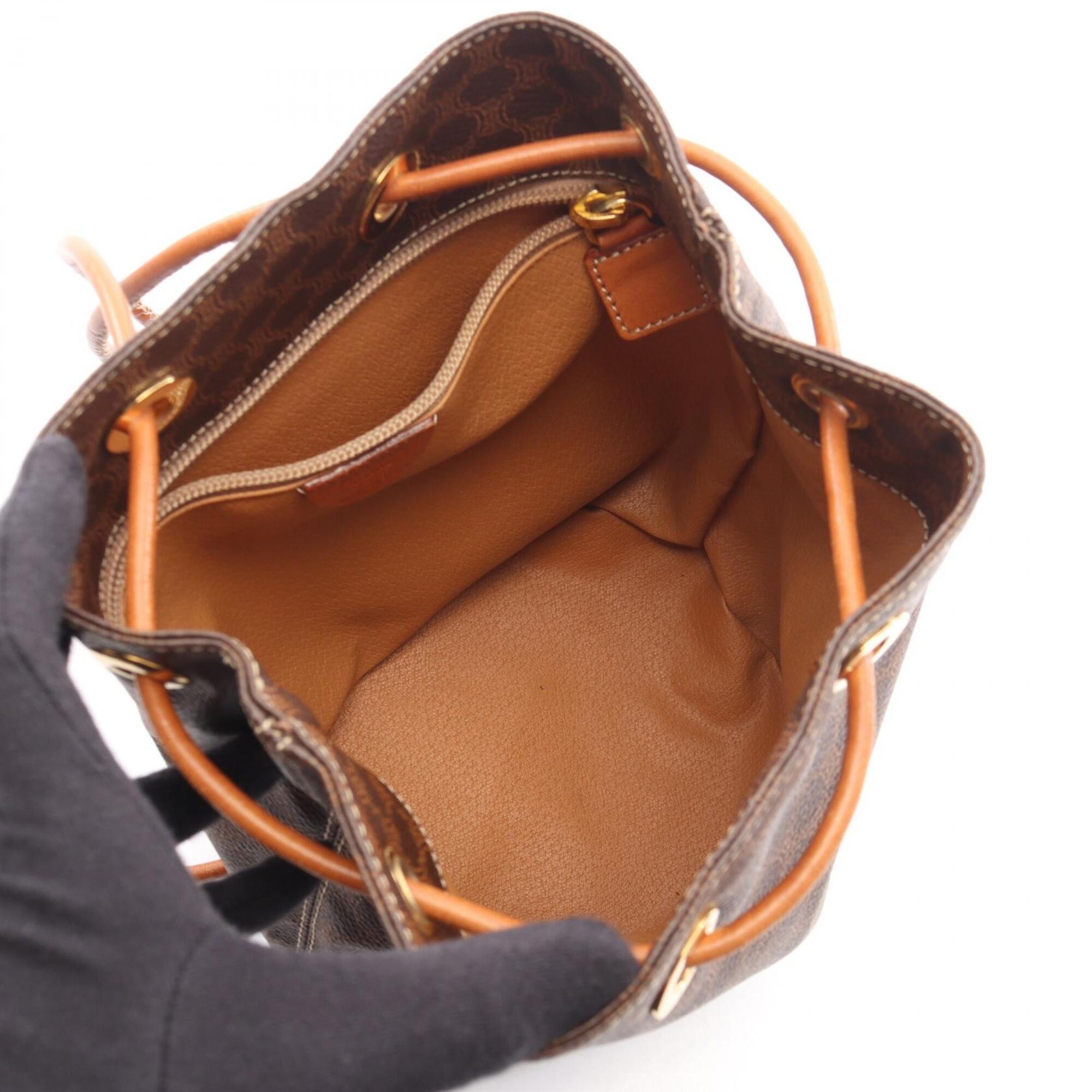 Celine Macadam Brown Coated Canvas Backpack Handbag (Pre-Owned)