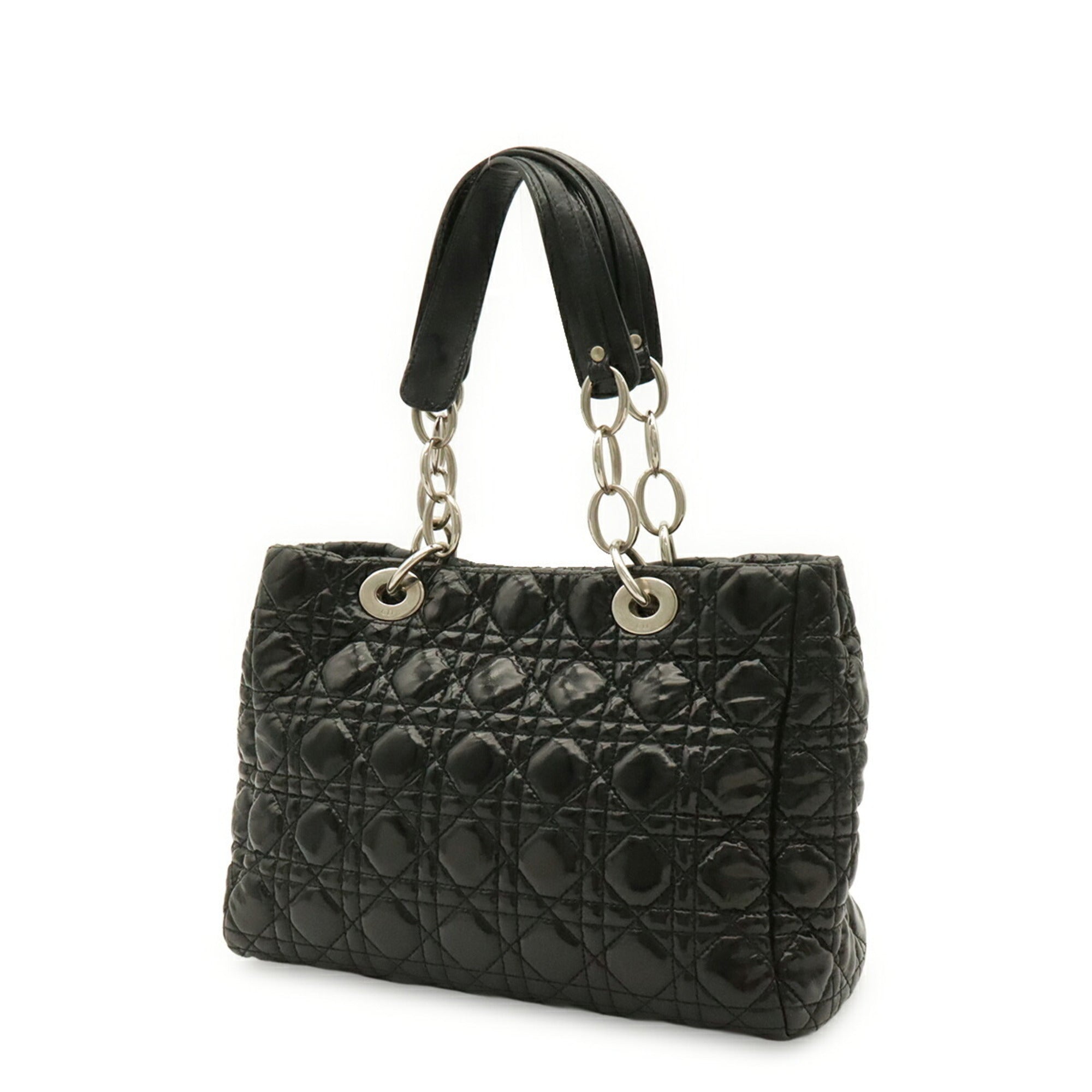 Christian Dior Black Leather Handbag Tote Bag (Pre-Owned)