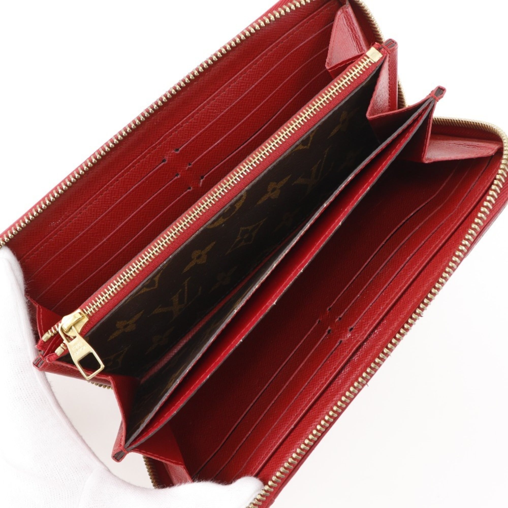 Louis Vuitton Monogram Brown Cerise Red Color Monogram Long Wallet (Bi-Fold) (Pre-Owned)