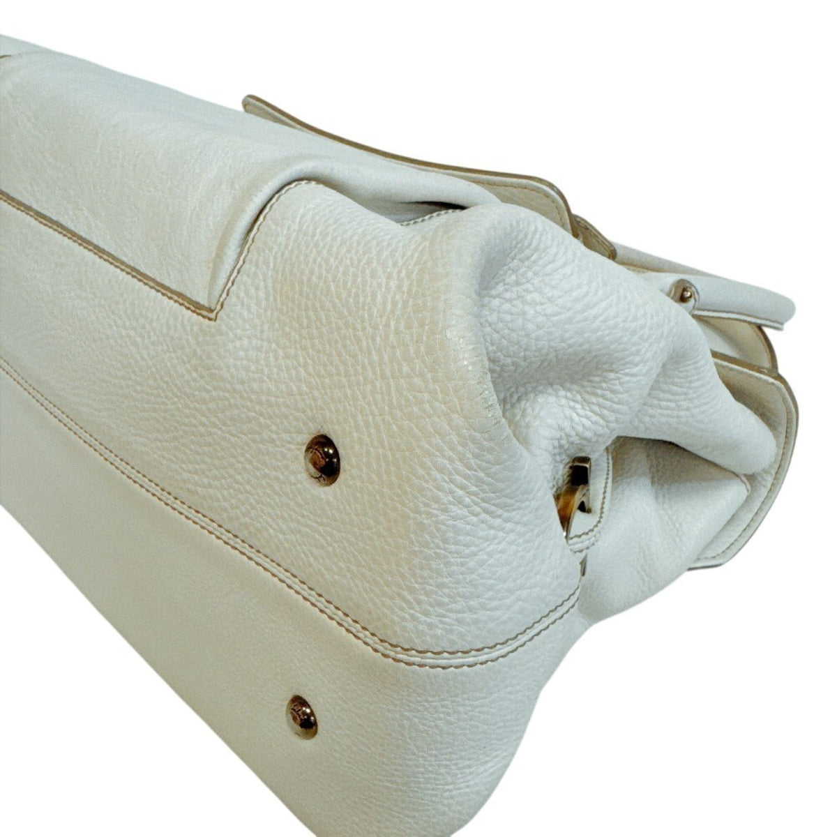 Salvatore Ferragamo White Leather Handbag Tote Bag (Pre-Owned)